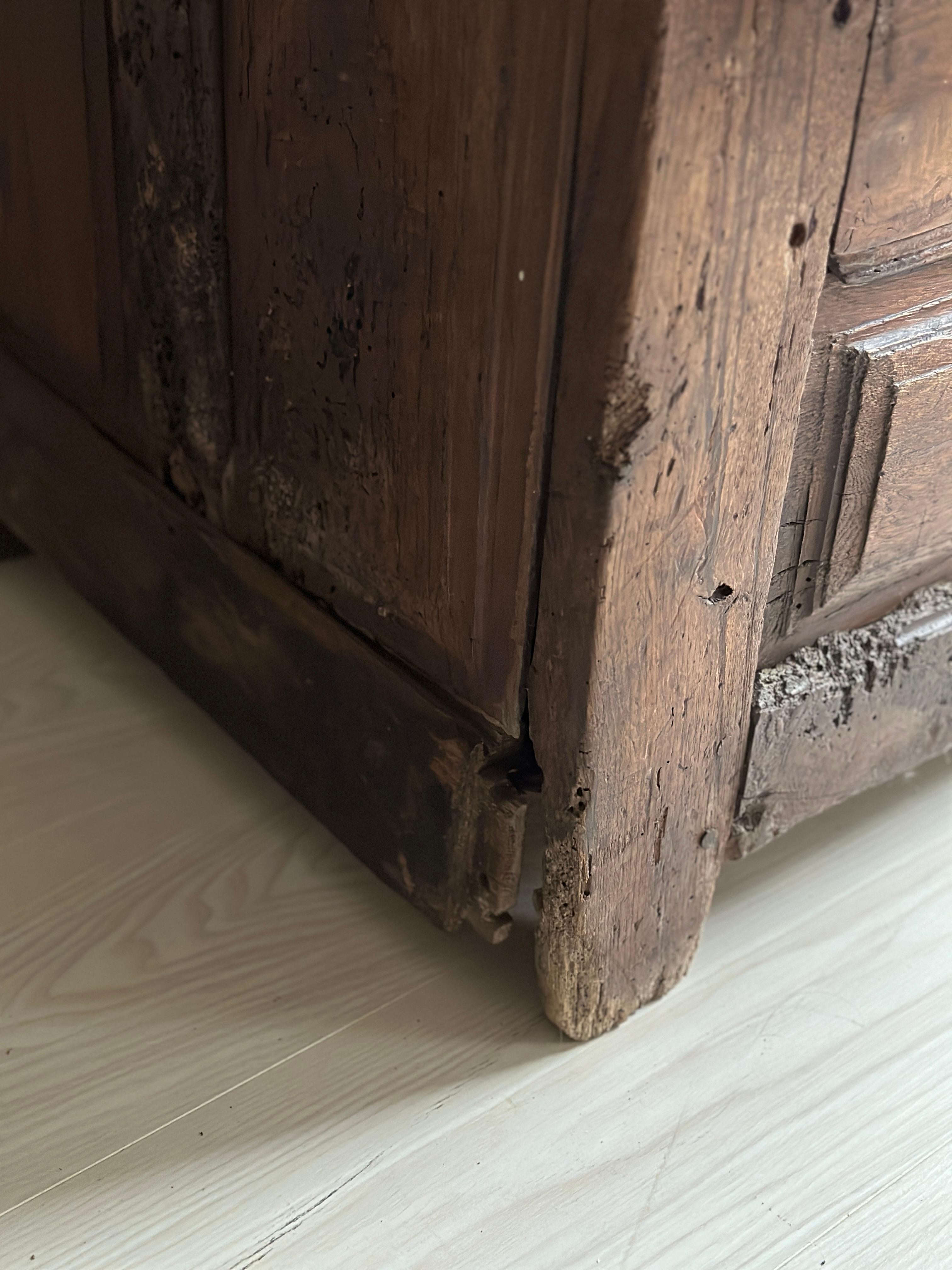 Pine Antique Wabi Sabi Oak Cabinet, France, 1700s