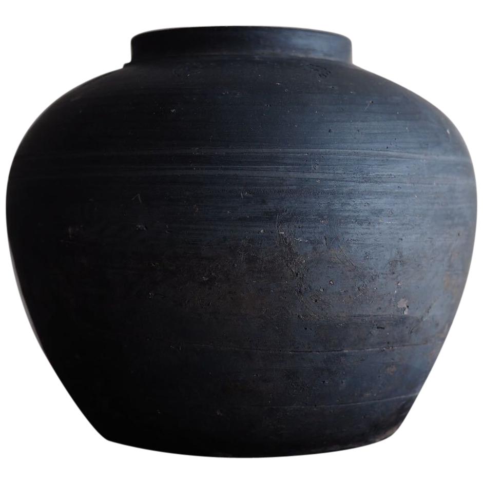 Antique Wabi-Sabi Pot, Black