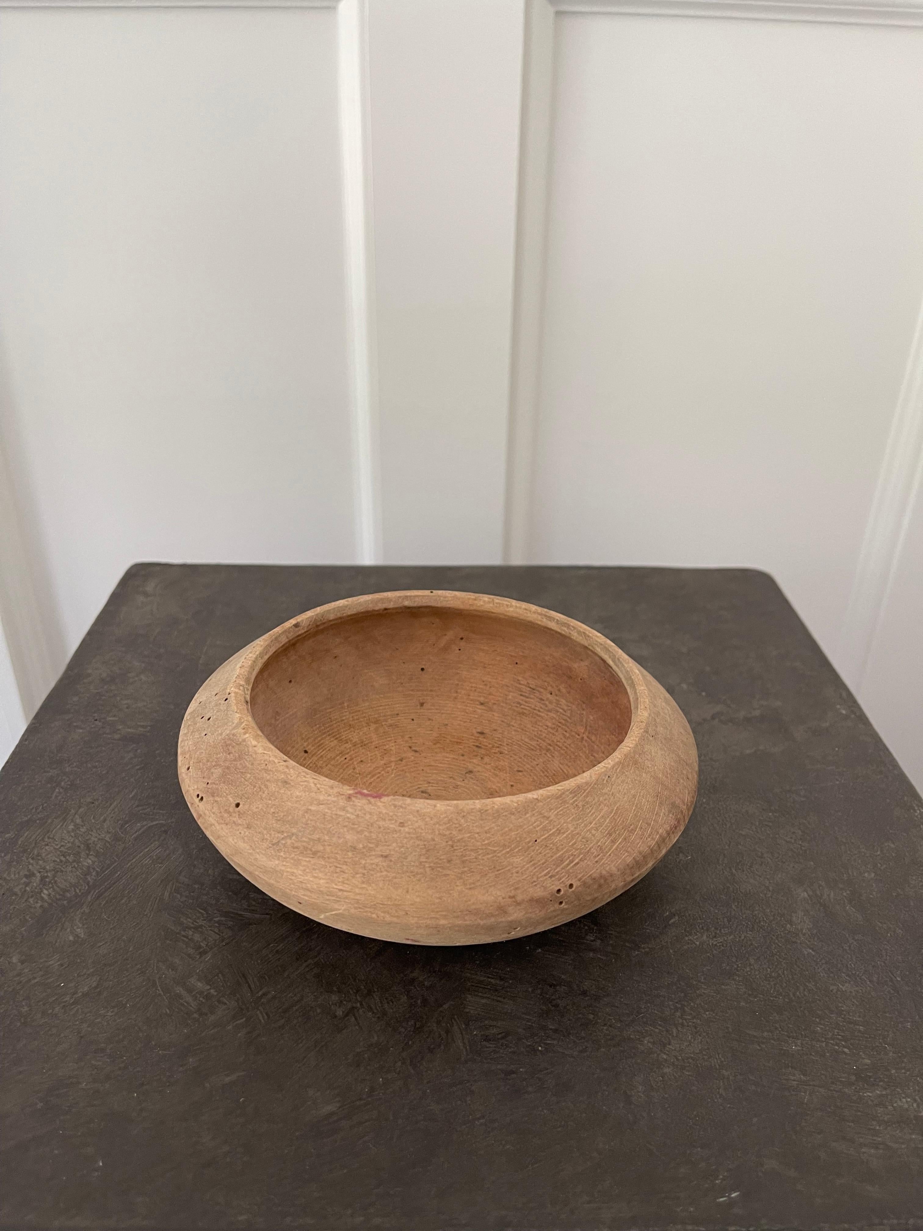 Primitive Antique Wabi Sabi Hand Carved Wooden Bowl