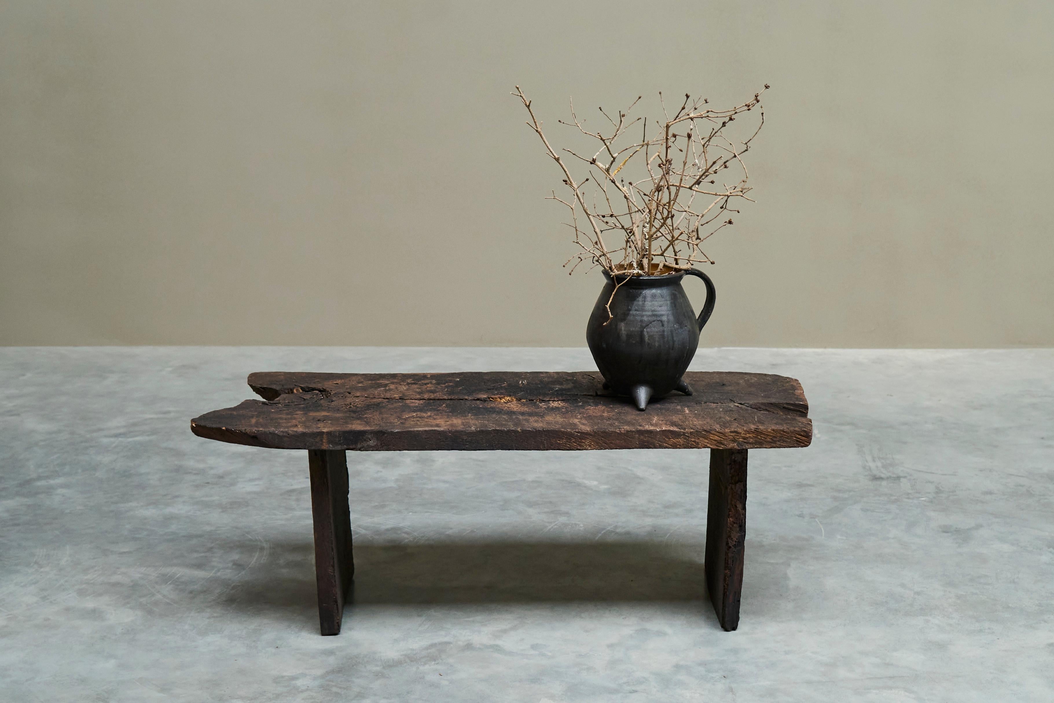 Antique Wabi Sabi Style Coffee or Side Table in Solid Wood For Sale 4