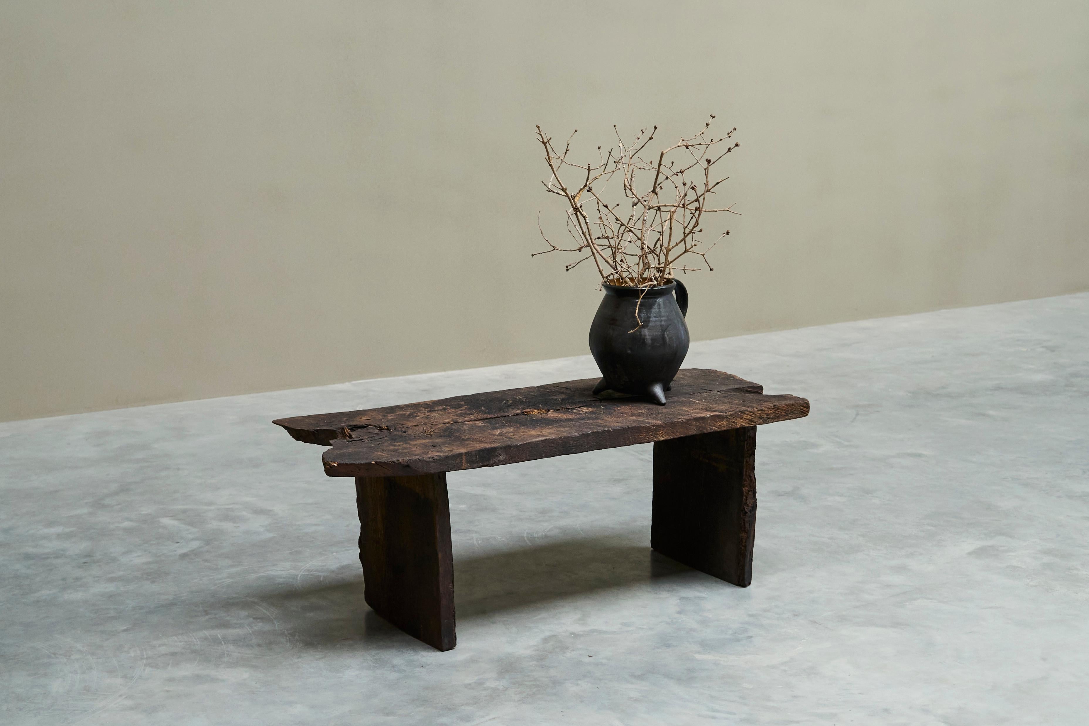 European Antique Wabi Sabi Style Coffee or Side Table in Solid Wood For Sale