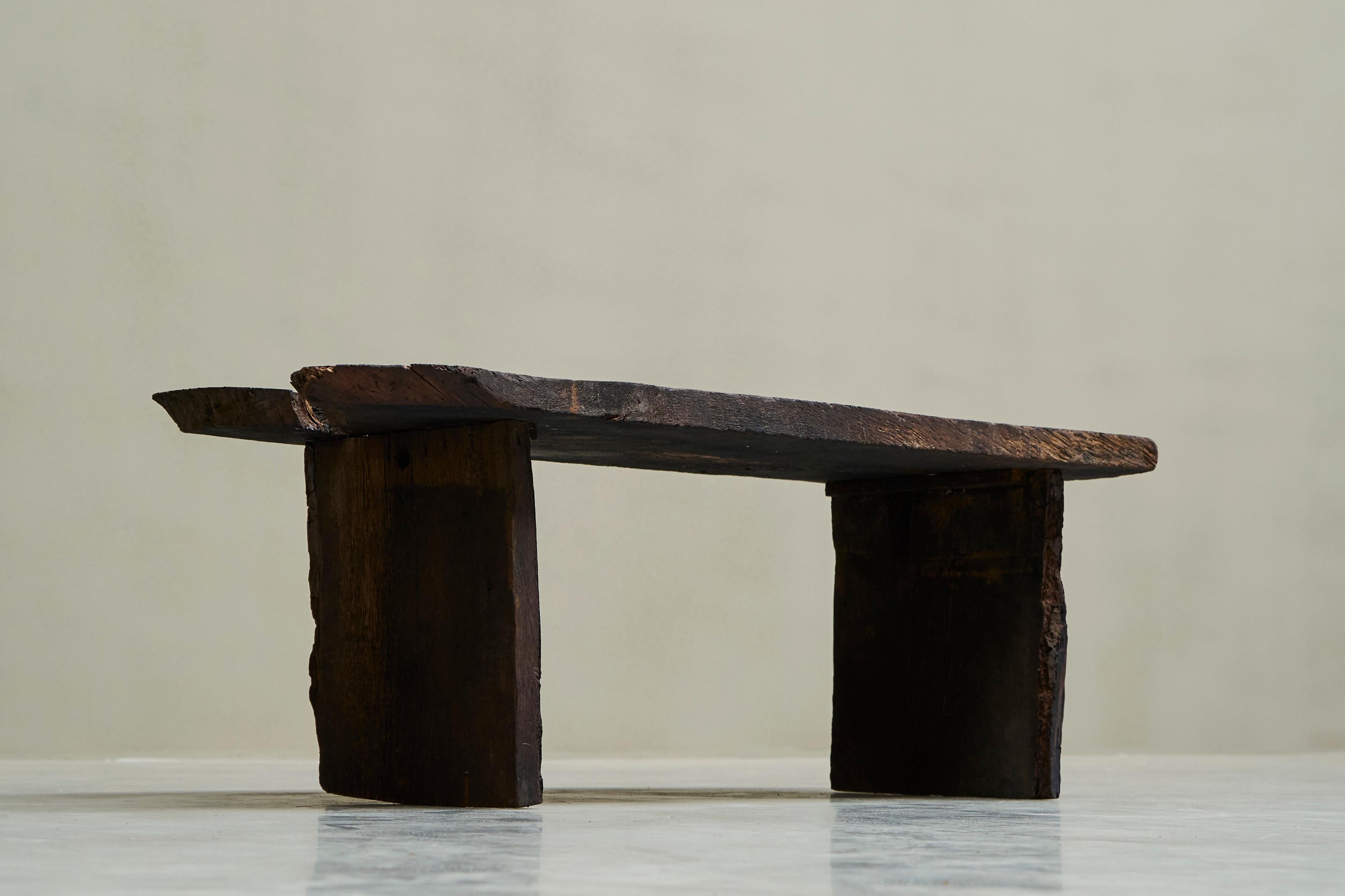 Hand-Crafted Antique Wabi Sabi Style Coffee or Side Table in Solid Wood For Sale
