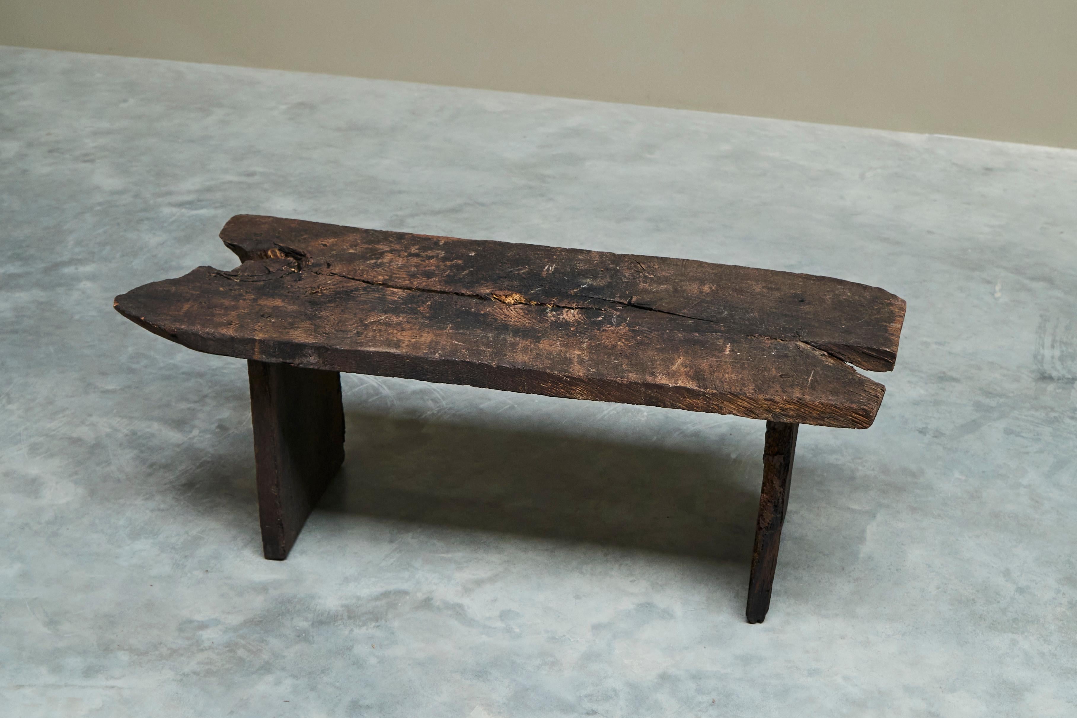 19th Century Antique Wabi Sabi Style Coffee or Side Table in Solid Wood For Sale