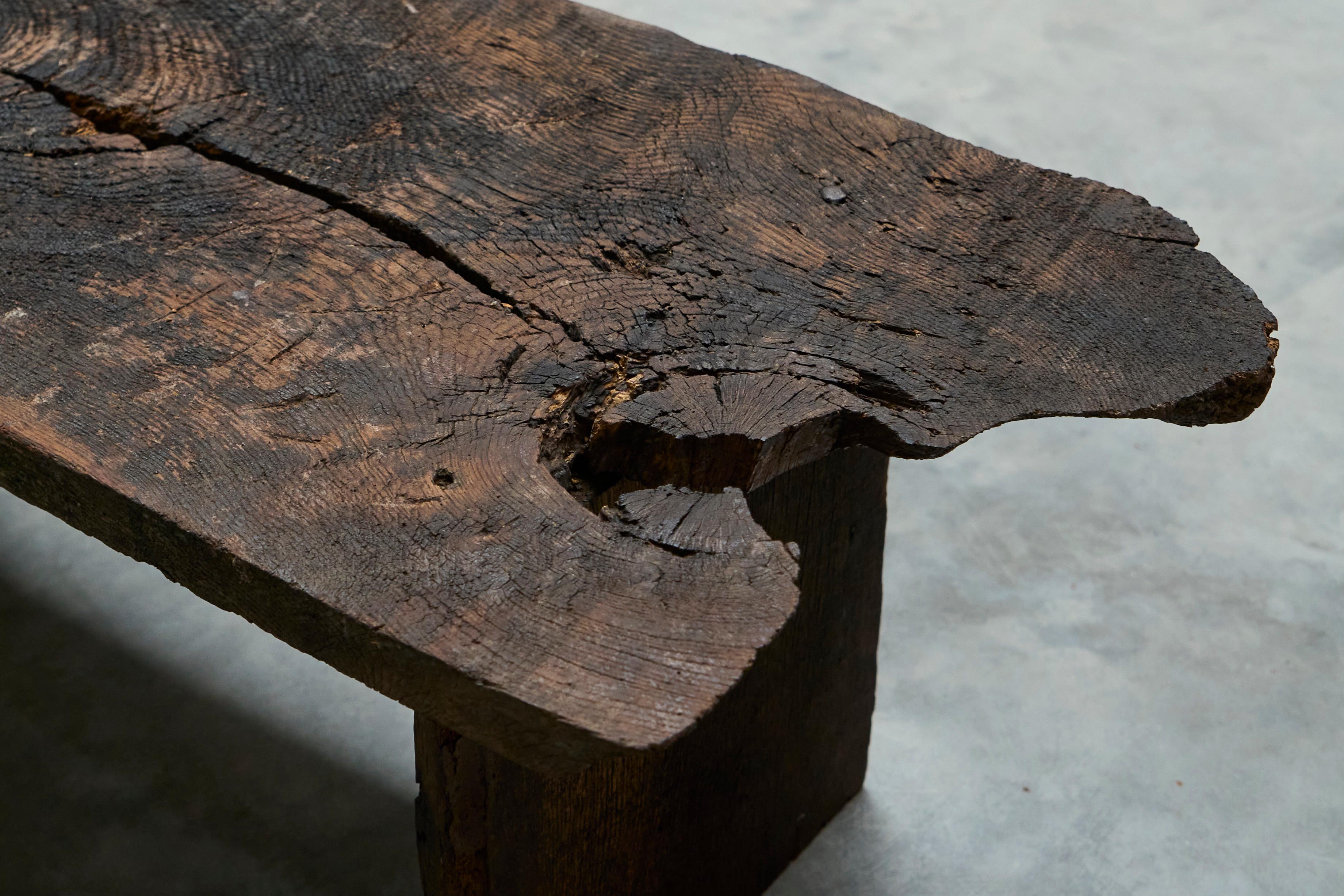 Antique Wabi Sabi Style Coffee or Side Table in Solid Wood For Sale 1