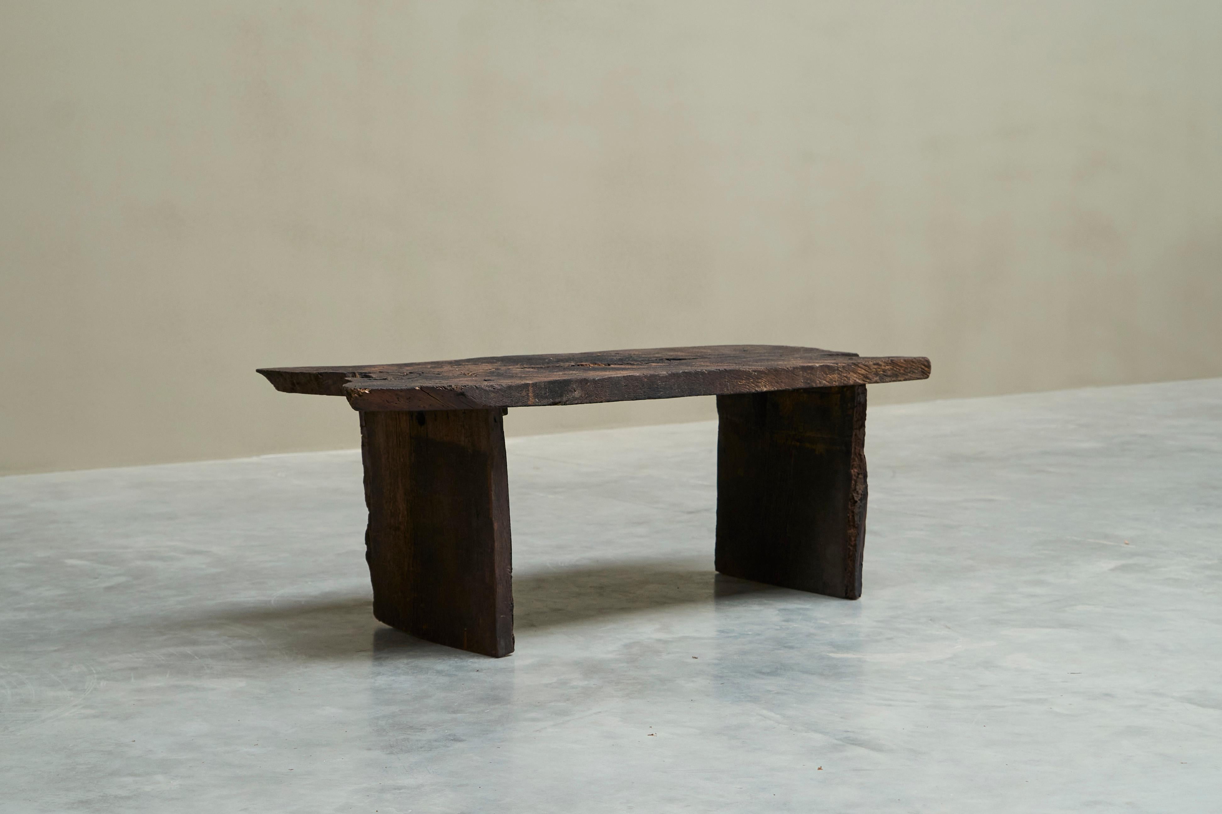 Antique Wabi Sabi Style Coffee or Side Table in Solid Wood For Sale 2