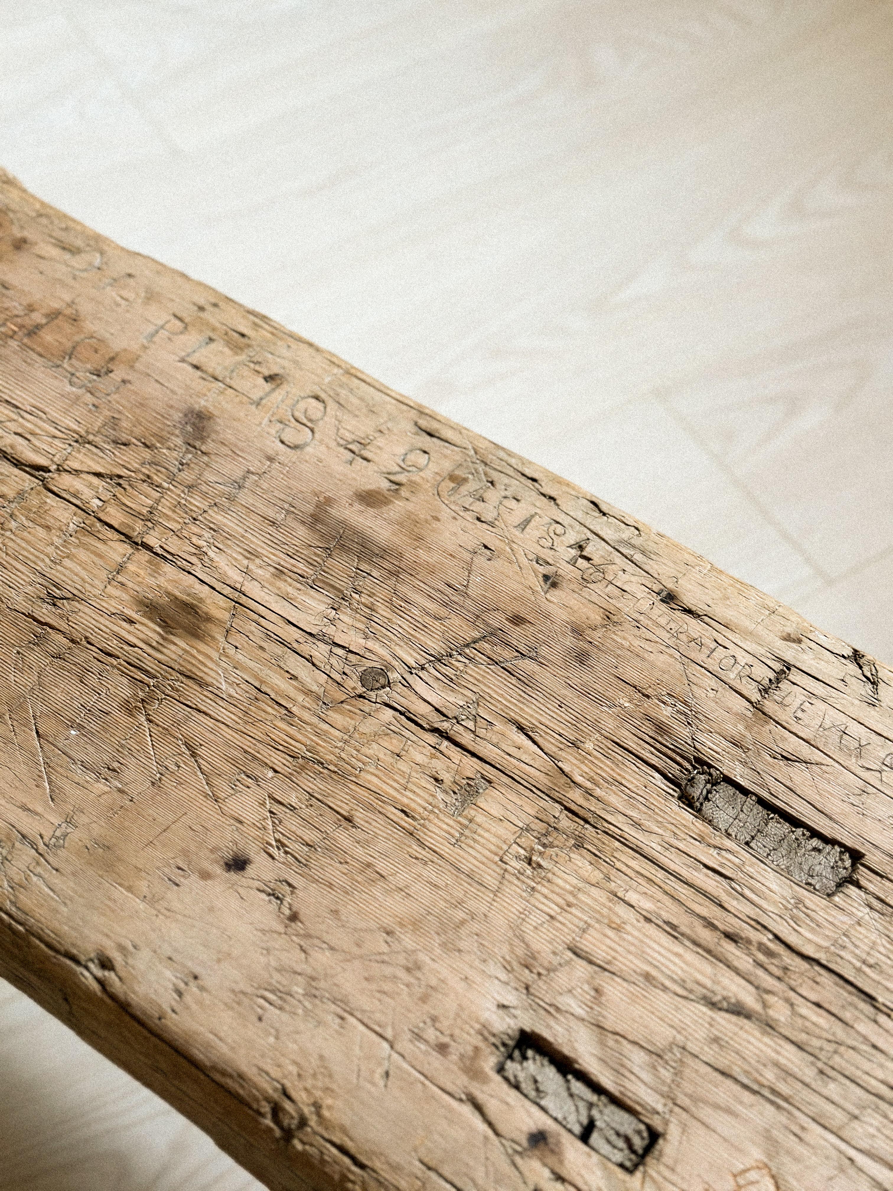 Antique Wabi Sabi Wooden Bench in Pine, Scandinavia, 1800s 7
