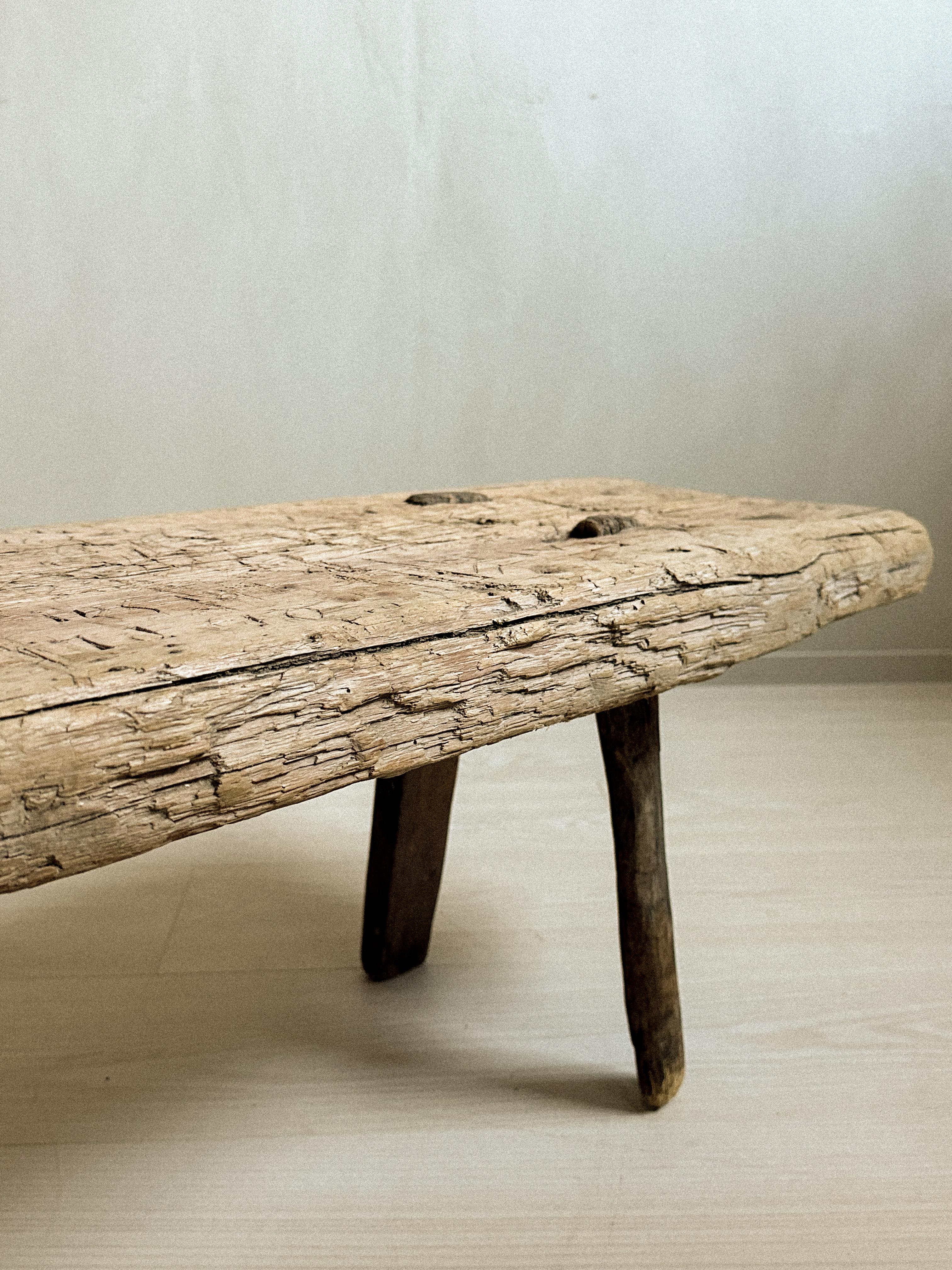 Antique Wabi Sabi Wooden Bench in Pine, Scandinavia, 1800s 9