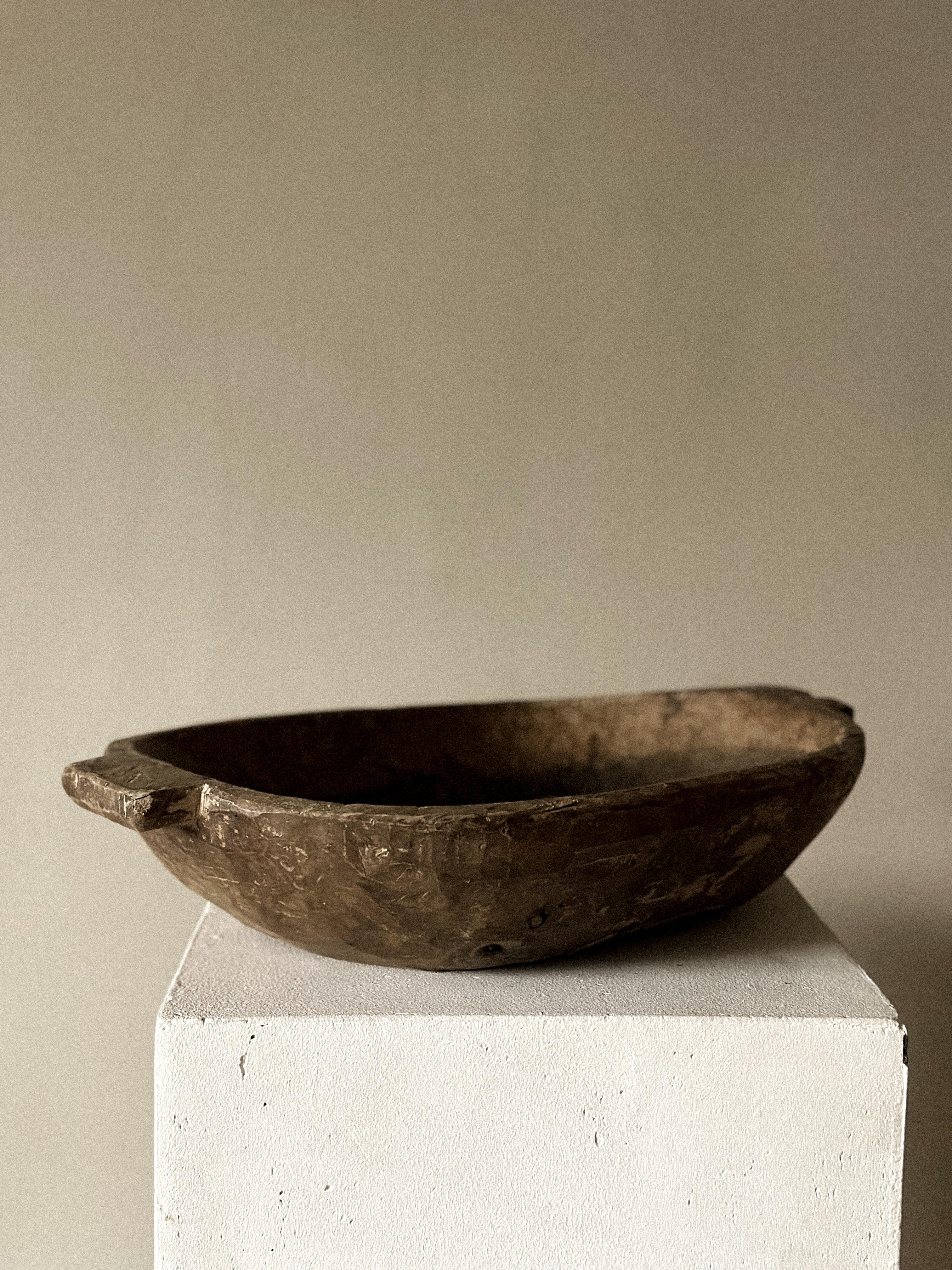 Romantic Antique Wabi Sabi Wooden Bowl, Bulgaria c. late 1800s For Sale