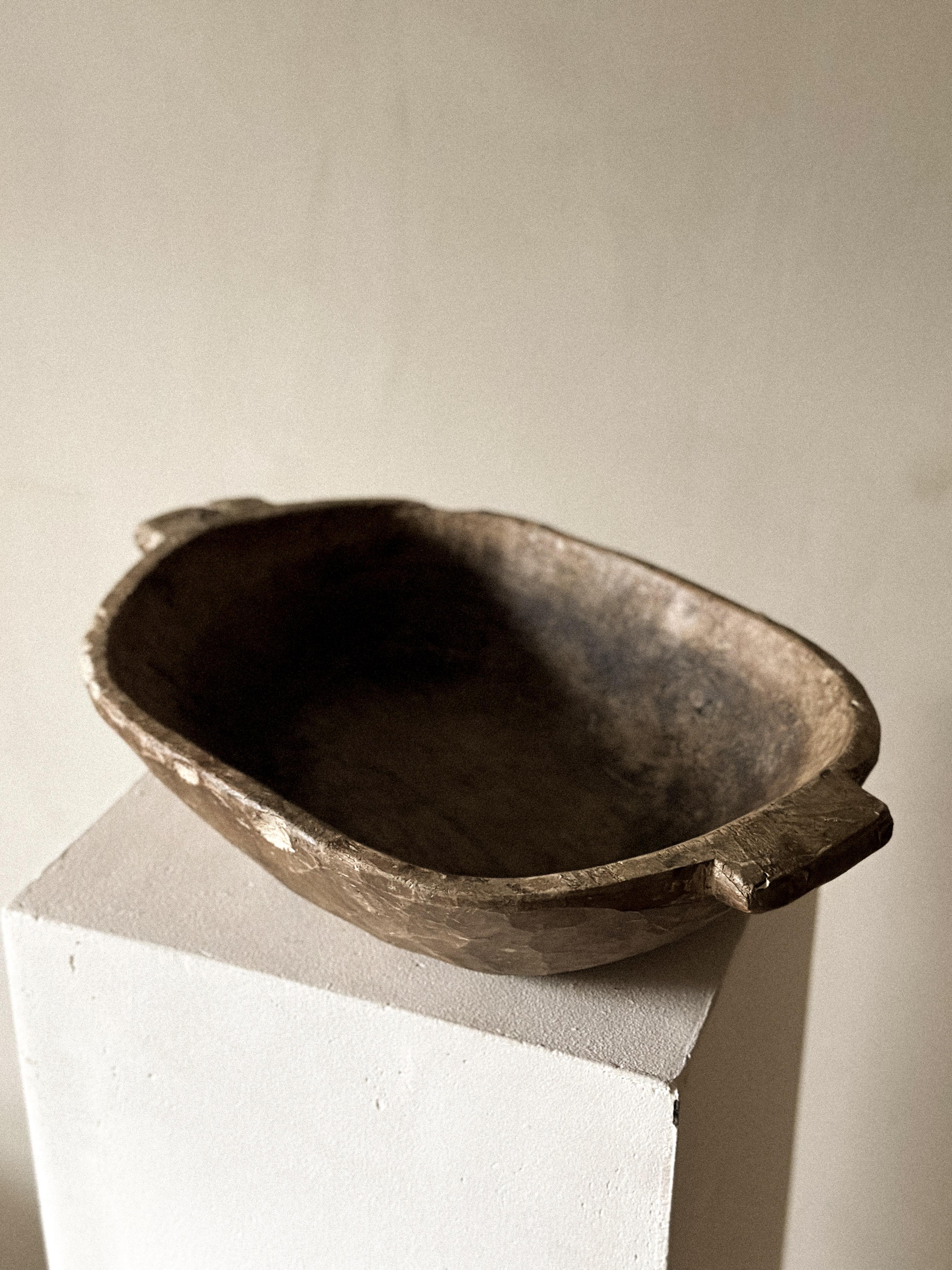 Bulgarian Antique Wabi Sabi Wooden Bowl, Bulgaria c. late 1800s For Sale