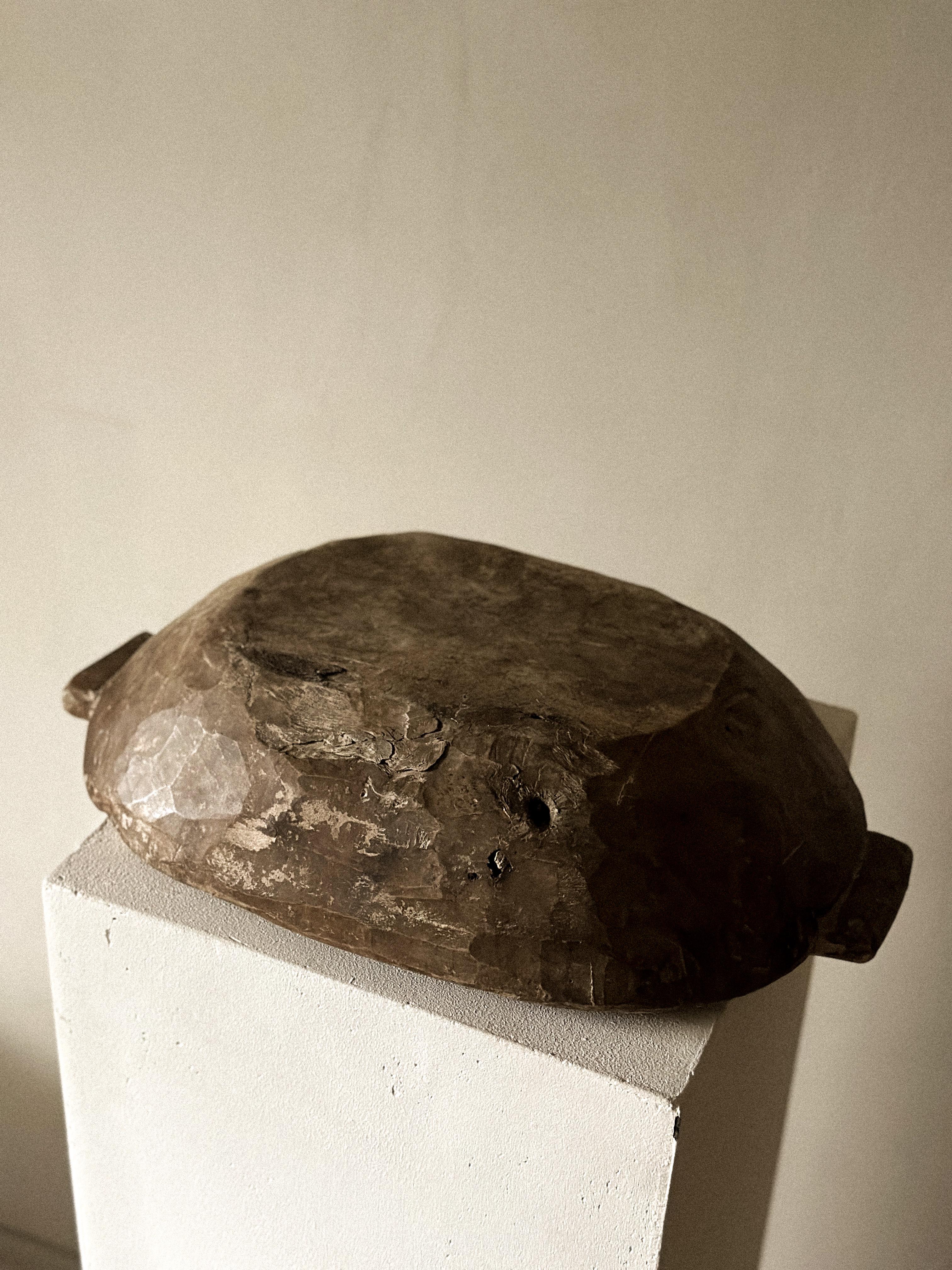 Hand-Carved Antique Wabi Sabi Wooden Bowl, Bulgaria c. late 1800s For Sale