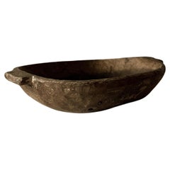 Antiguo cuenco de madera Wabi Sabi, Bulgaria c. finales de 1800