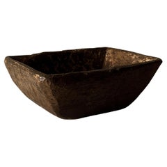 Antiguo cuenco de madera Wabi Sabi, Bulgaria c. finales de 1800