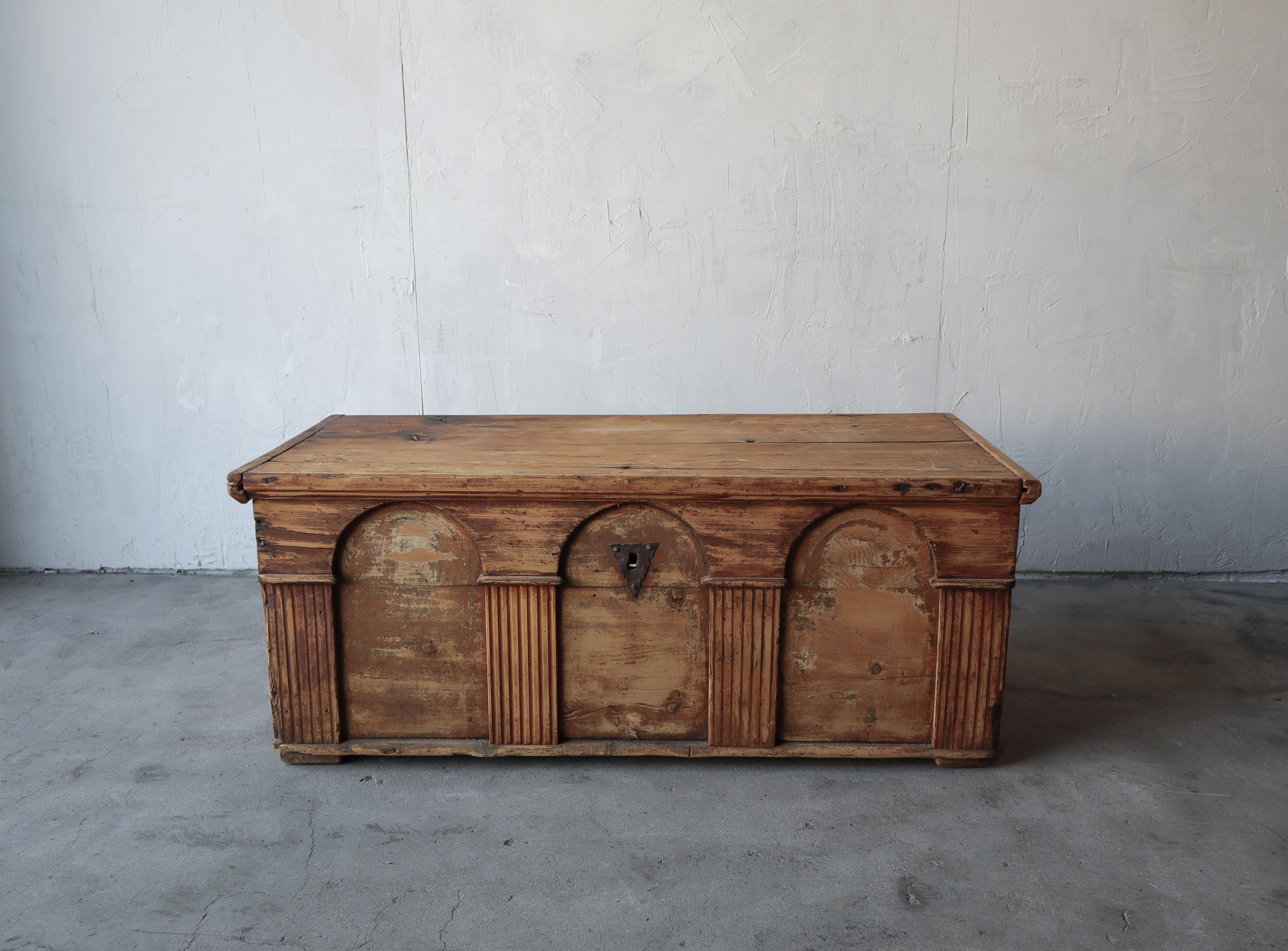If wabisabi is your decor style, this trunk is the epitome. This piece is the most gorgeous antique decor accent piece.

Trunk is in overall great shape for its age. Some of the wood has split due to age and the hardware is rusty but it doesn't
