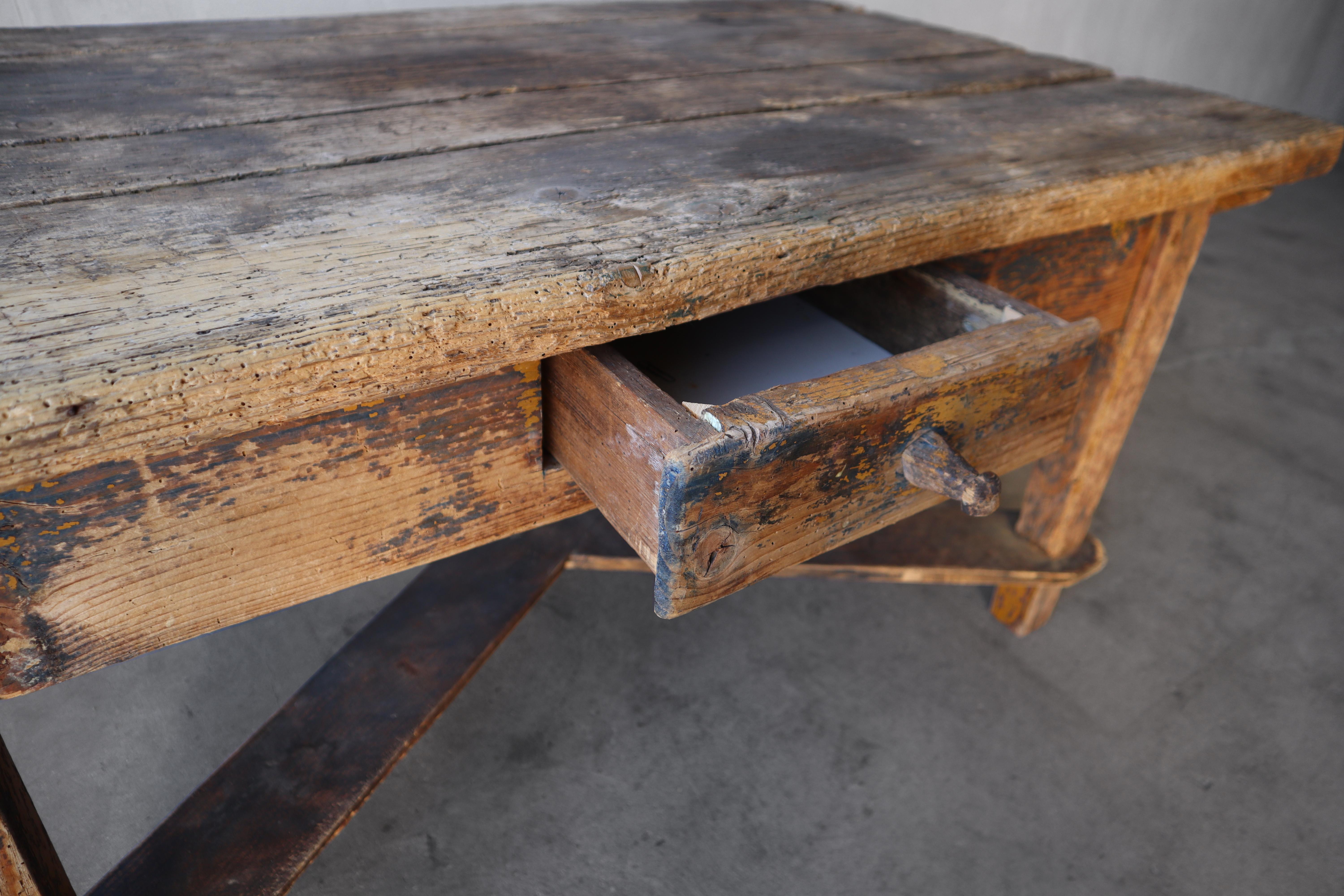 Antique Wabisabi Work Coffee Table In Good Condition For Sale In Las Vegas, NV