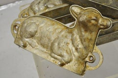 Antique Wagner Cast Aluminum Figural Lamb Metal Chocolate Cake Pan Mild