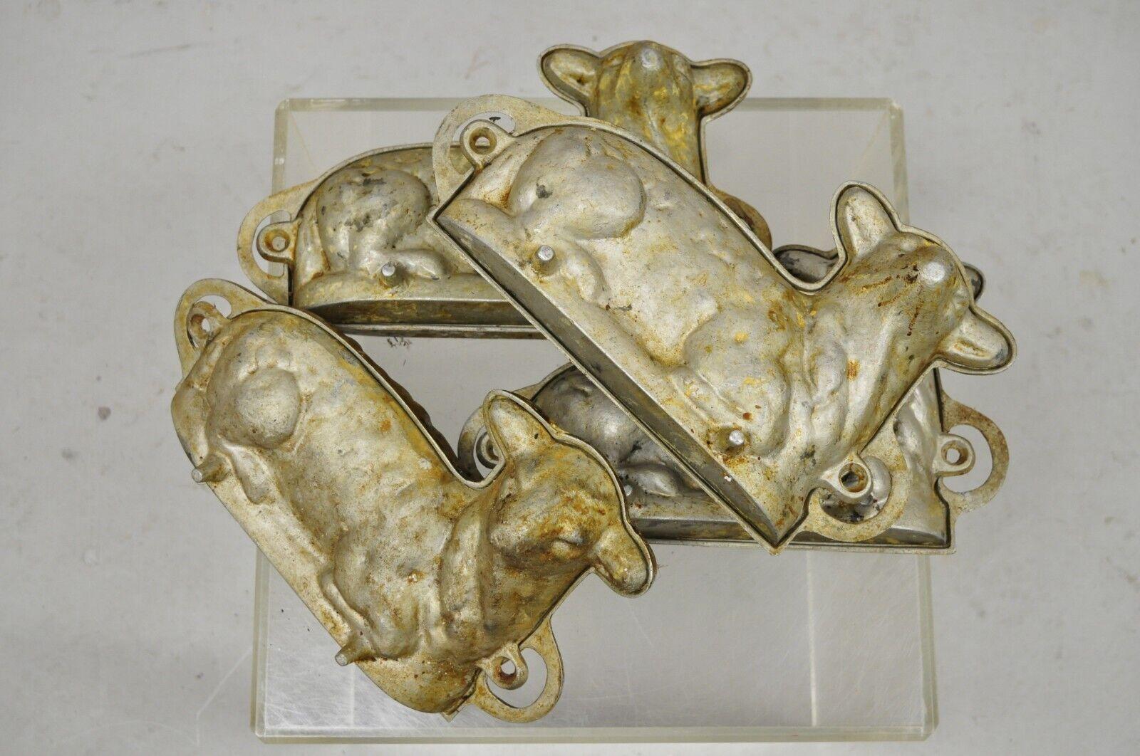 Primitif Panneau à gâteau chocolat antique Wagner en aluminium moulé et agneau figuratif métallique en vente