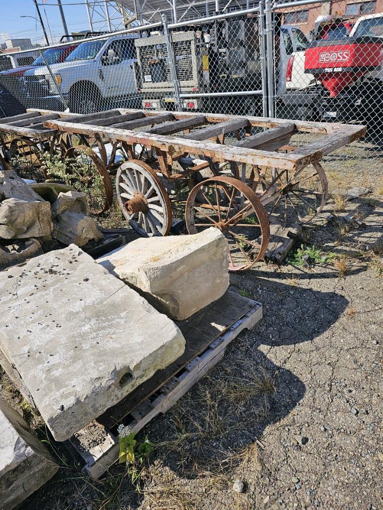 Antique Wagon Wheel Factory Cart Table Base Rare Industrial Piece 7