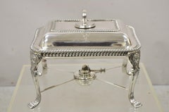 Antique Walker & Hall Silver Plated Chafing Serving Dish Warmer with Lions