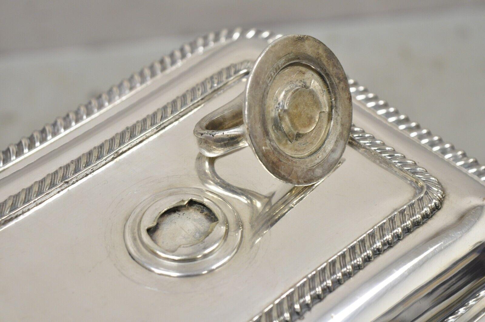 20th Century Antique Walker & Hall Silver Plated Chafing Serving Dish Warmer with Lions