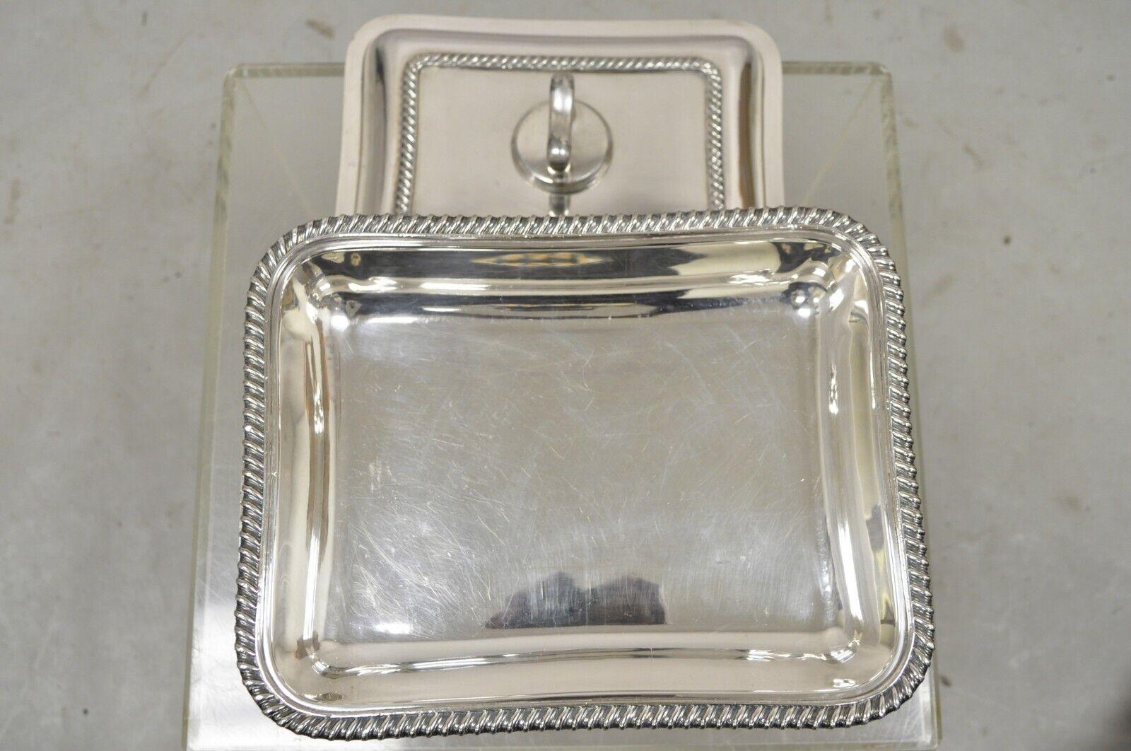 20th Century Antique Walker & Hall Silver Plated Chafing Serving Dish Warmer with Lions