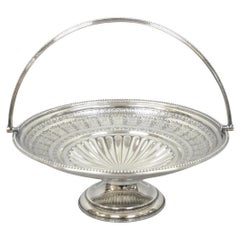 Antique Walker 
Hall Silver Plated Swing Handle Pedestal Fruit Bride
s Basket