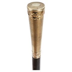Antique Walking Cane Stick Silver Gilt Handle 19th Century
