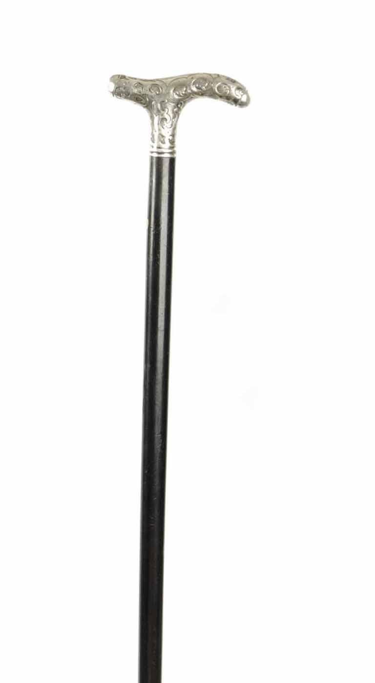 Antique Walking Cane Stick Silver Handle 1890 1