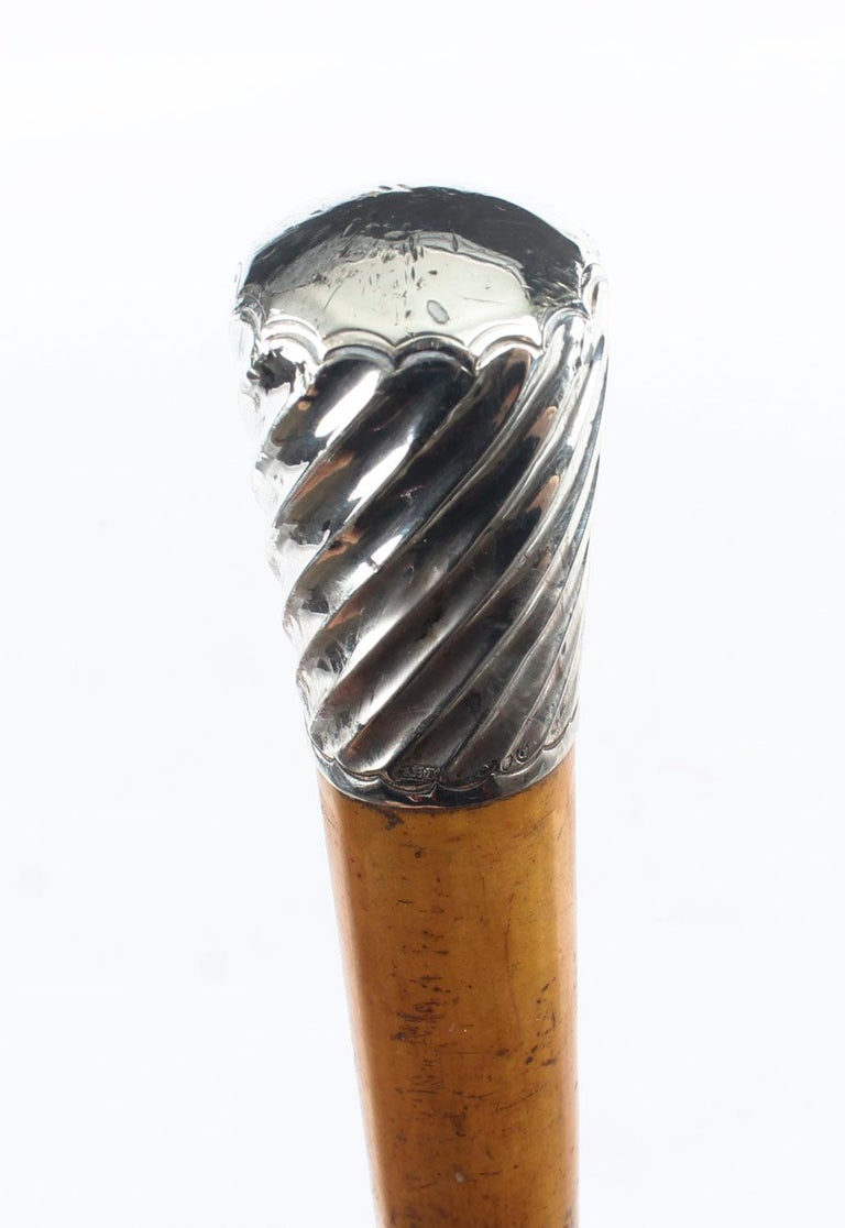 Antique Walking Cane Stick Sterling Silver Handle, 19th Century at 1stDibs antique sterling
