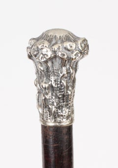 Antiker Spazierstock aus versilbertem Schilfrohr, 19. Jahrhundert