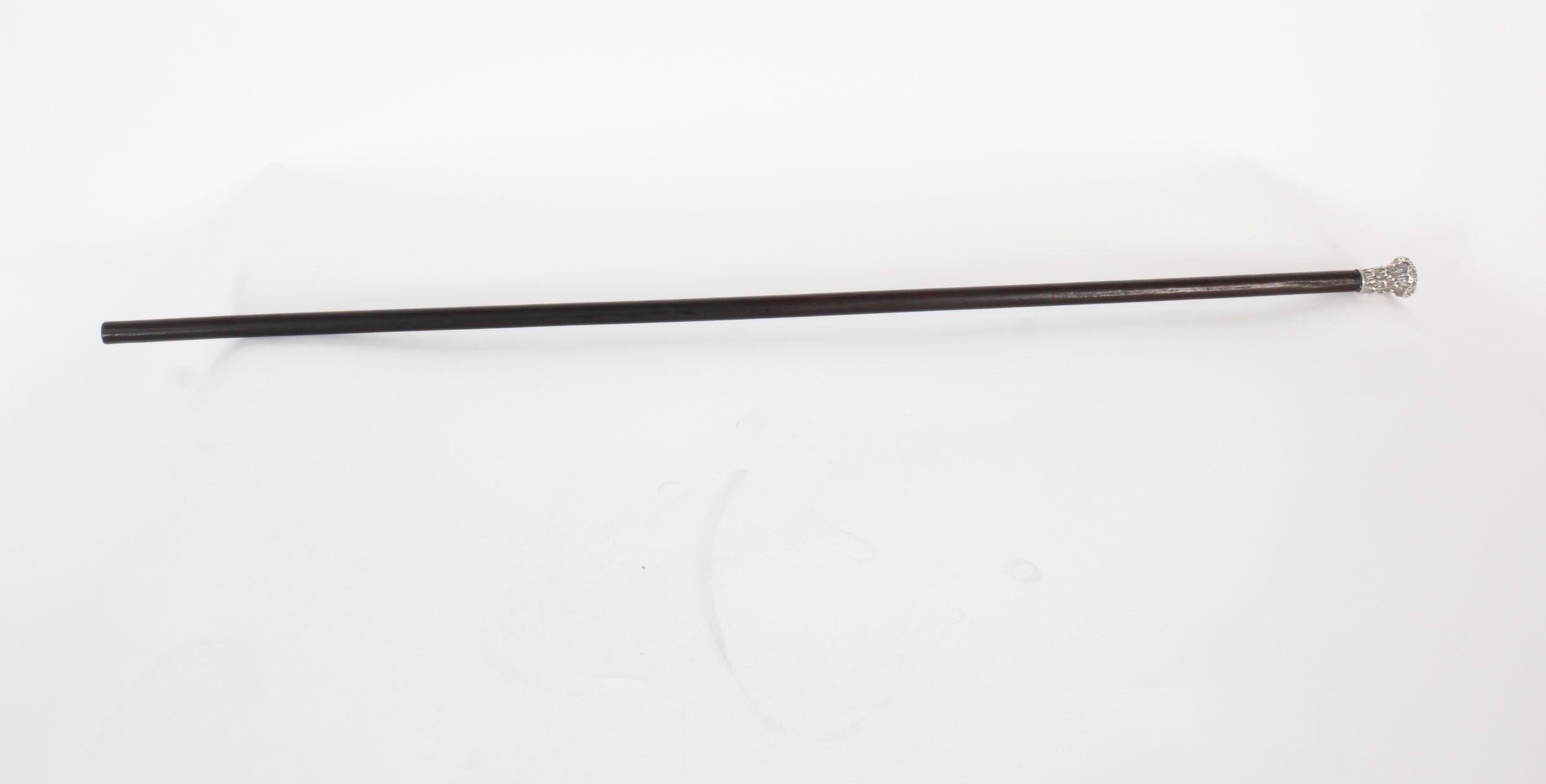 Late 19th Century Antique Walking Silve Plated Cane Stick 19th Century For Sale