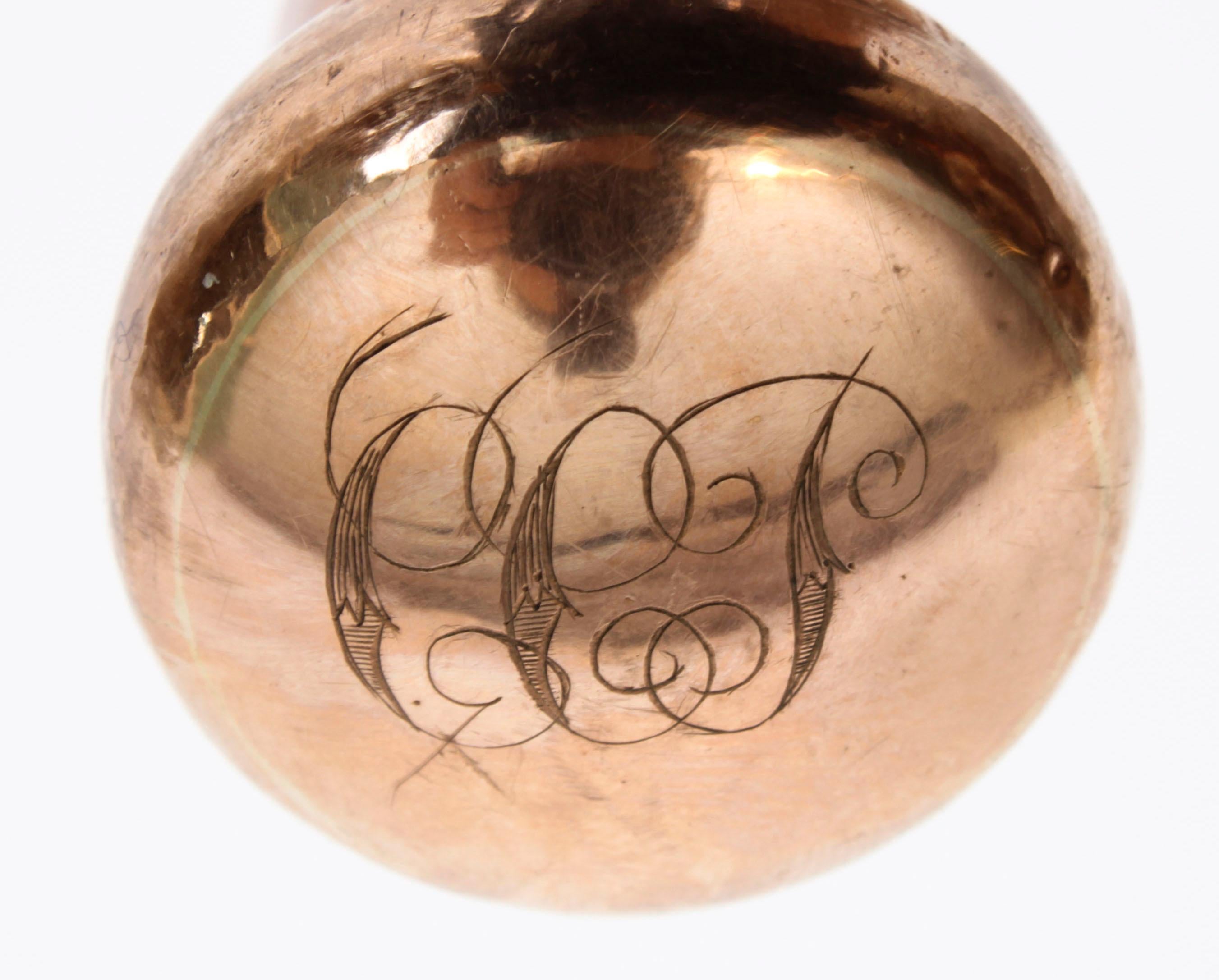 Ébénisé Canne de marche ancienne en or 9 carats, fin du 19ème siècle en vente