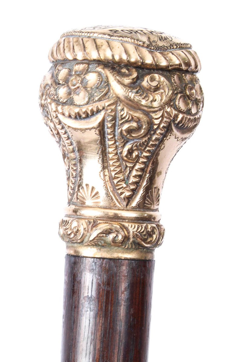 Antique Walking Stick Cane 9Carat Gold Topped Port Hope Canada, Late