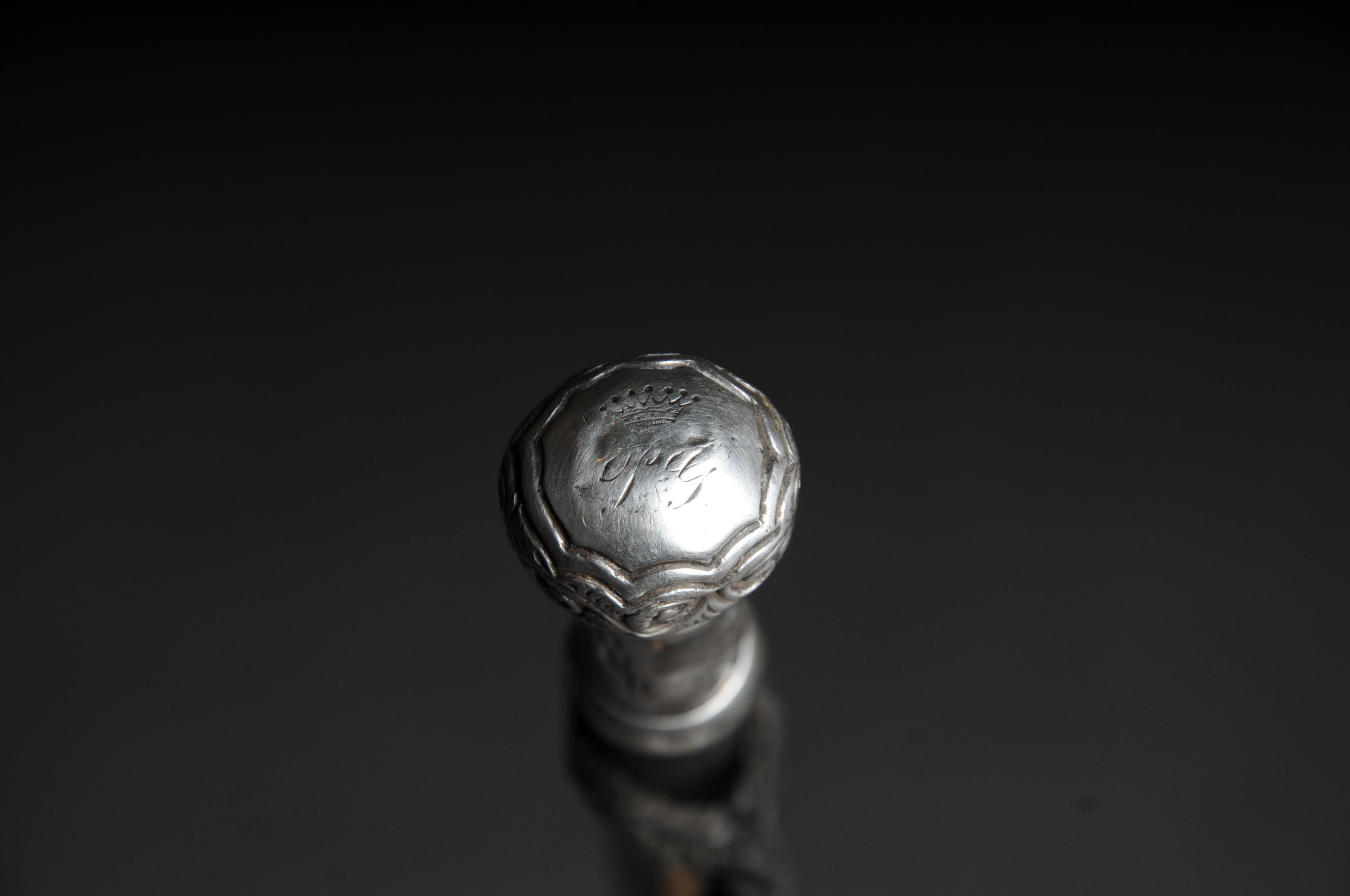 Antique walking stick/cane, Germany from 1910 with owner's stamp,  real silver For Sale 4