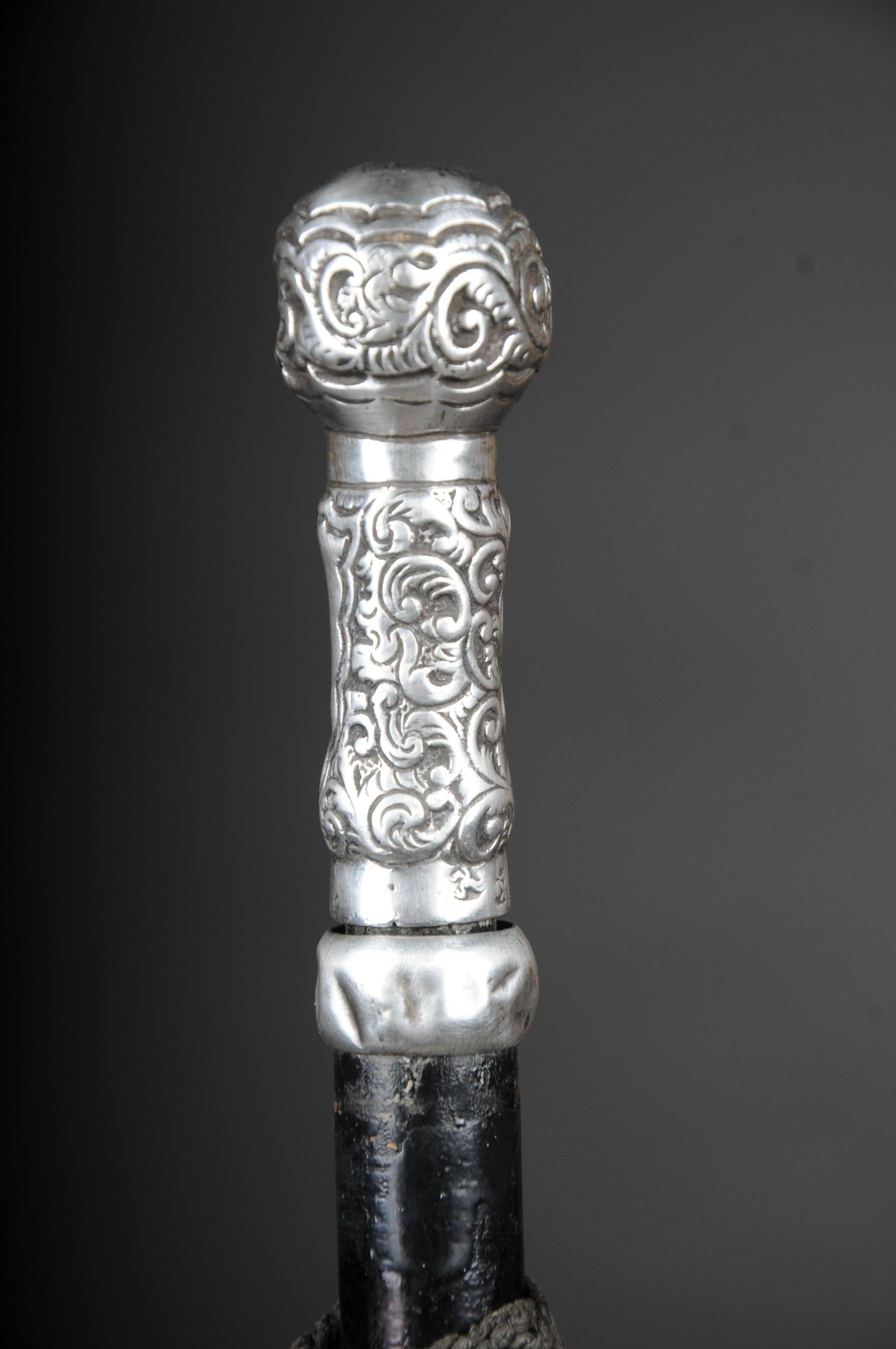 Antique walking stick/cane, Germany from 1910 with owner's stamp,  real silver In Good Condition For Sale In Berlin, DE