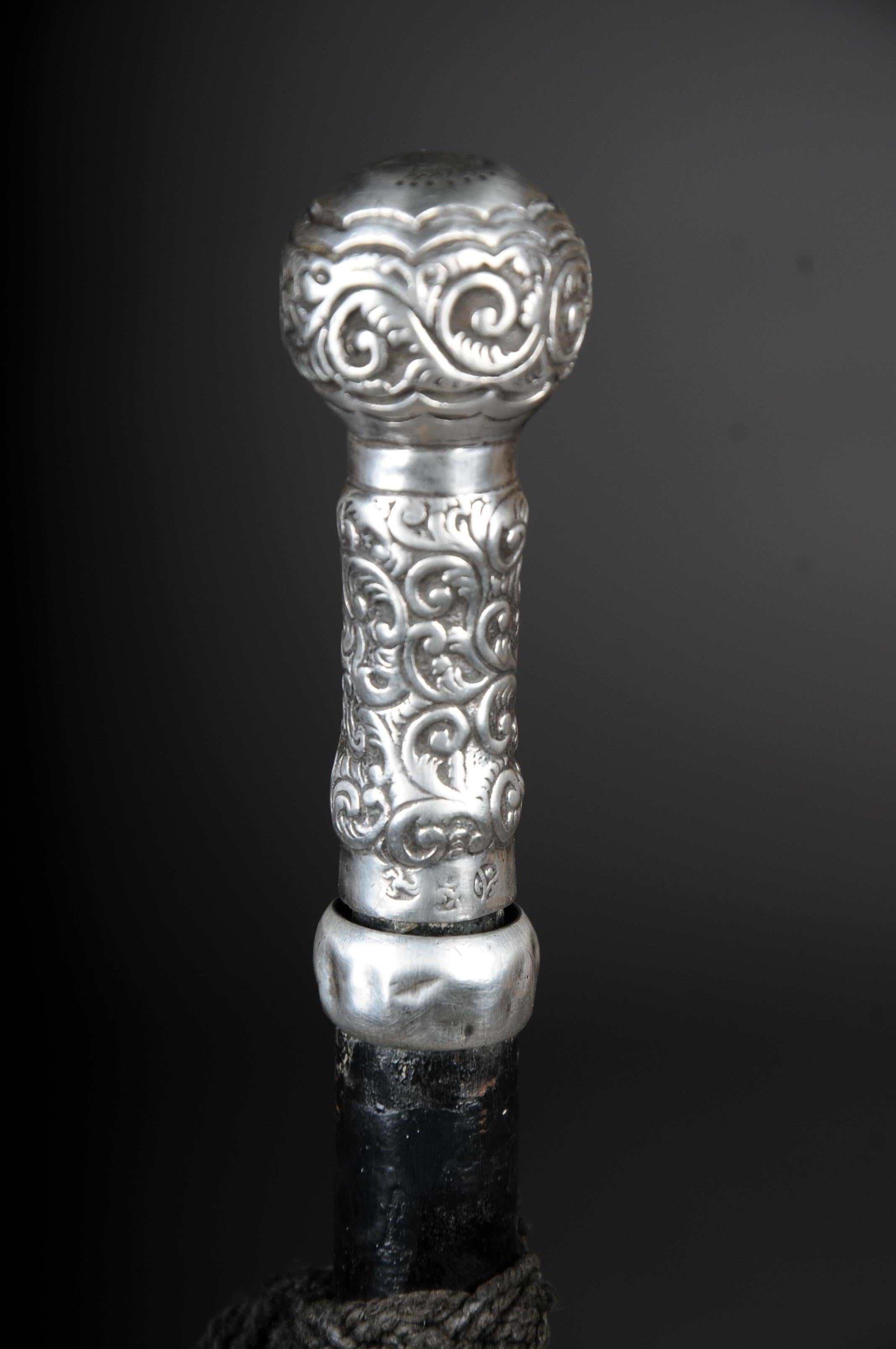 Early 20th Century Antique walking stick/cane, Germany from 1910 with owner's stamp,  real silver For Sale