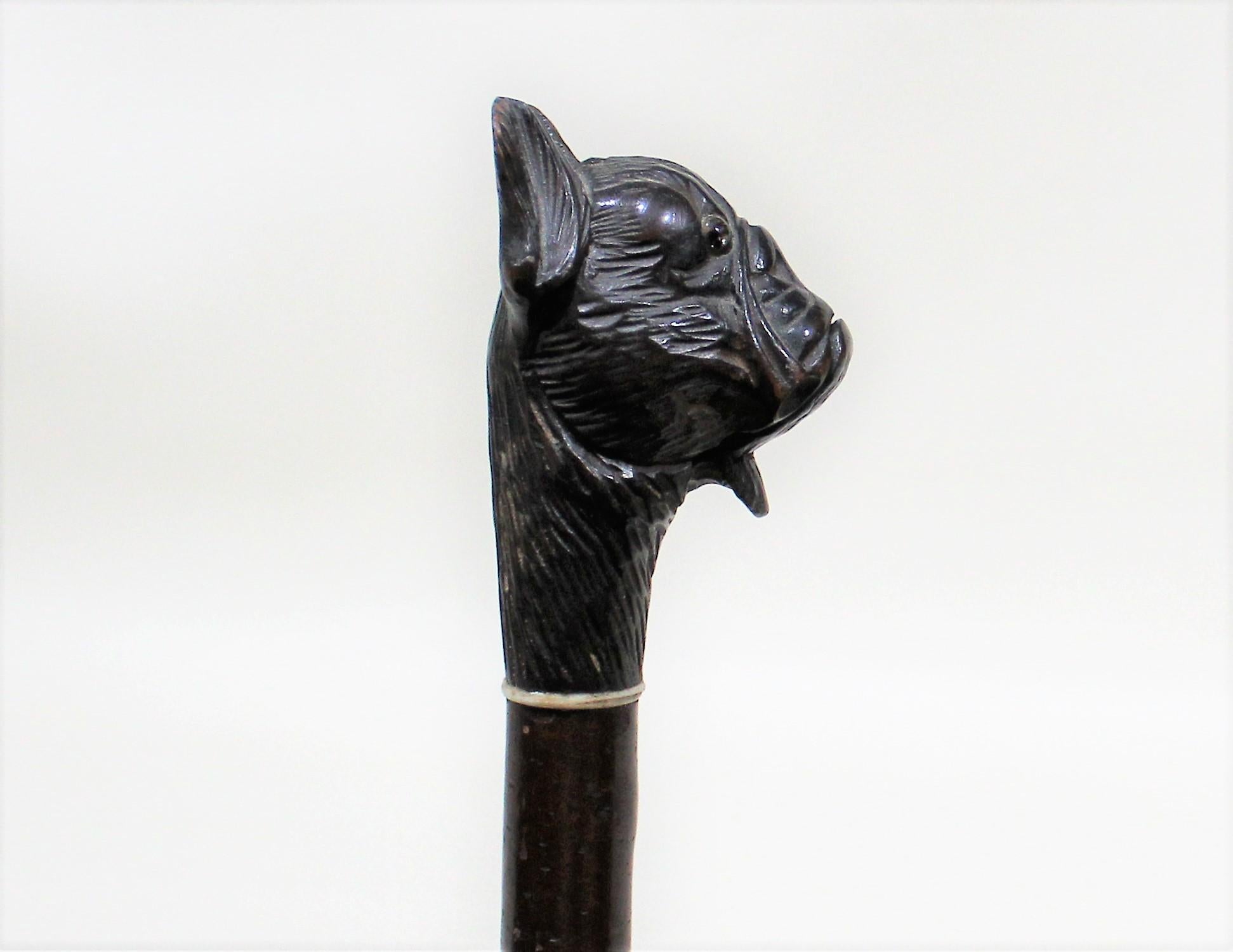 European Antique Walking Stick Cane of Dog with Automaton Head