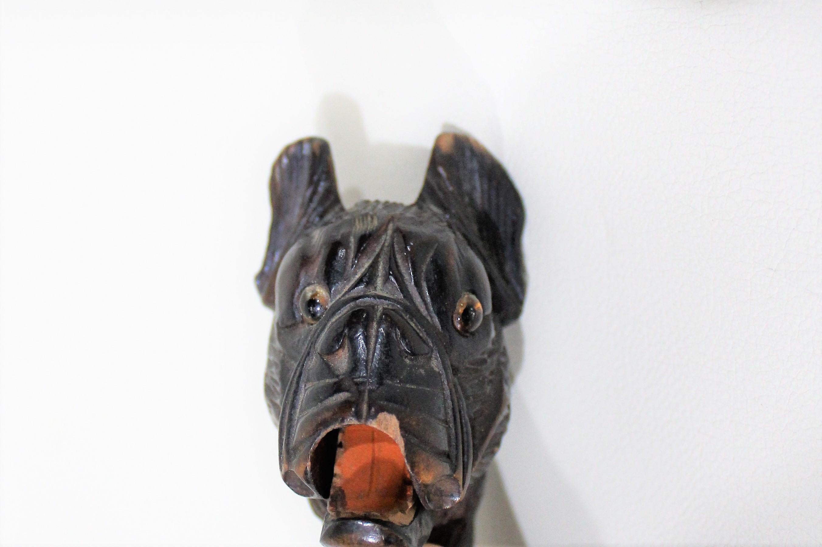 Hand-Carved Antique Walking Stick Cane of Dog with Automaton Head