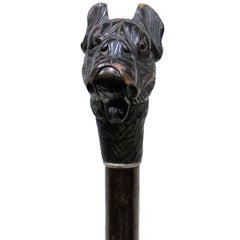 Antique Walking Stick Cane of Dog with Automaton Head