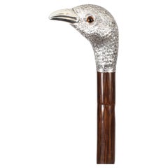 Antique Walking Stick Cane Silver Duck Head Handle Ben Cox of London 1897