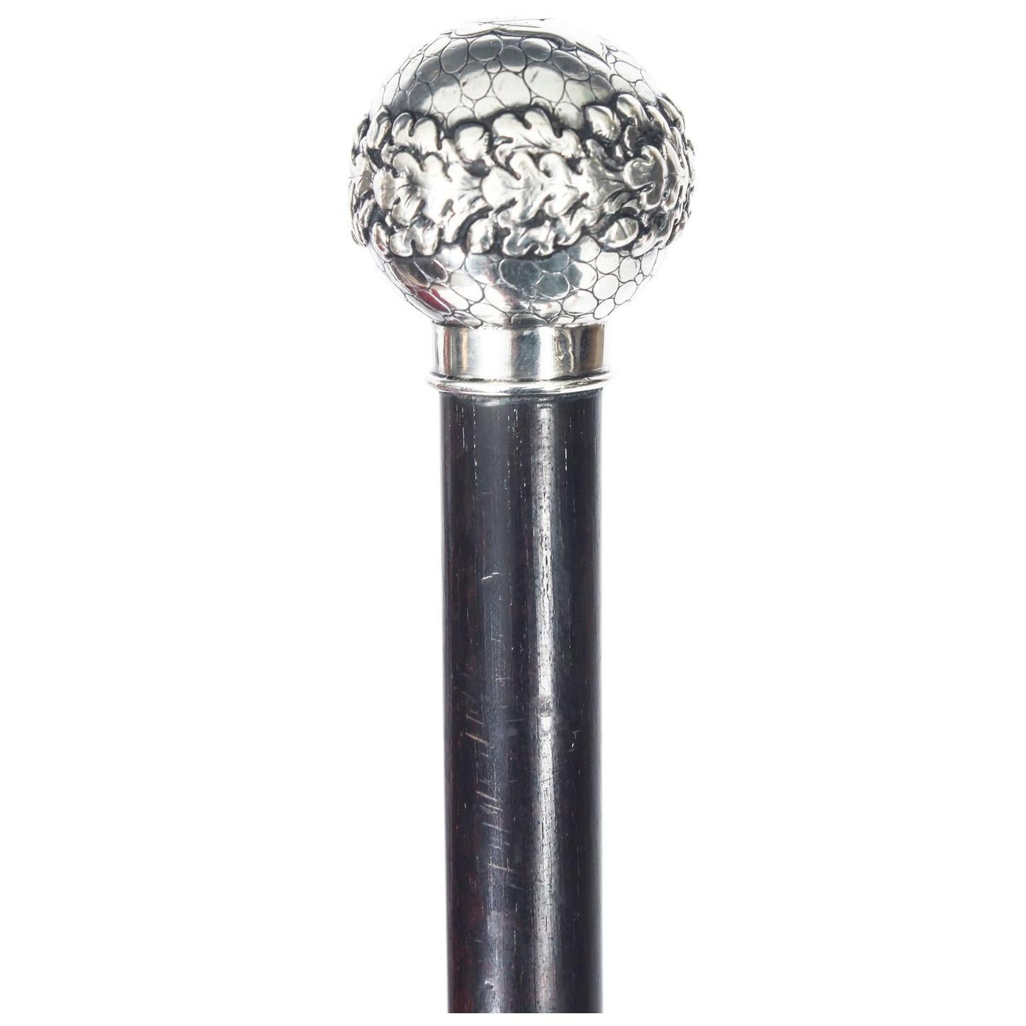 Antique Walking Stick Cane Silver Pommel 19th Century