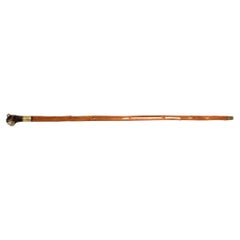 Antique Walking Stick Cane with Carved Bulldog Handle Late 19th Century