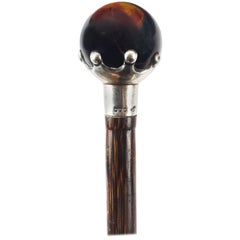Antique Walking Stick Cane with Tiger's Eye Late 19th Century, London, 1889