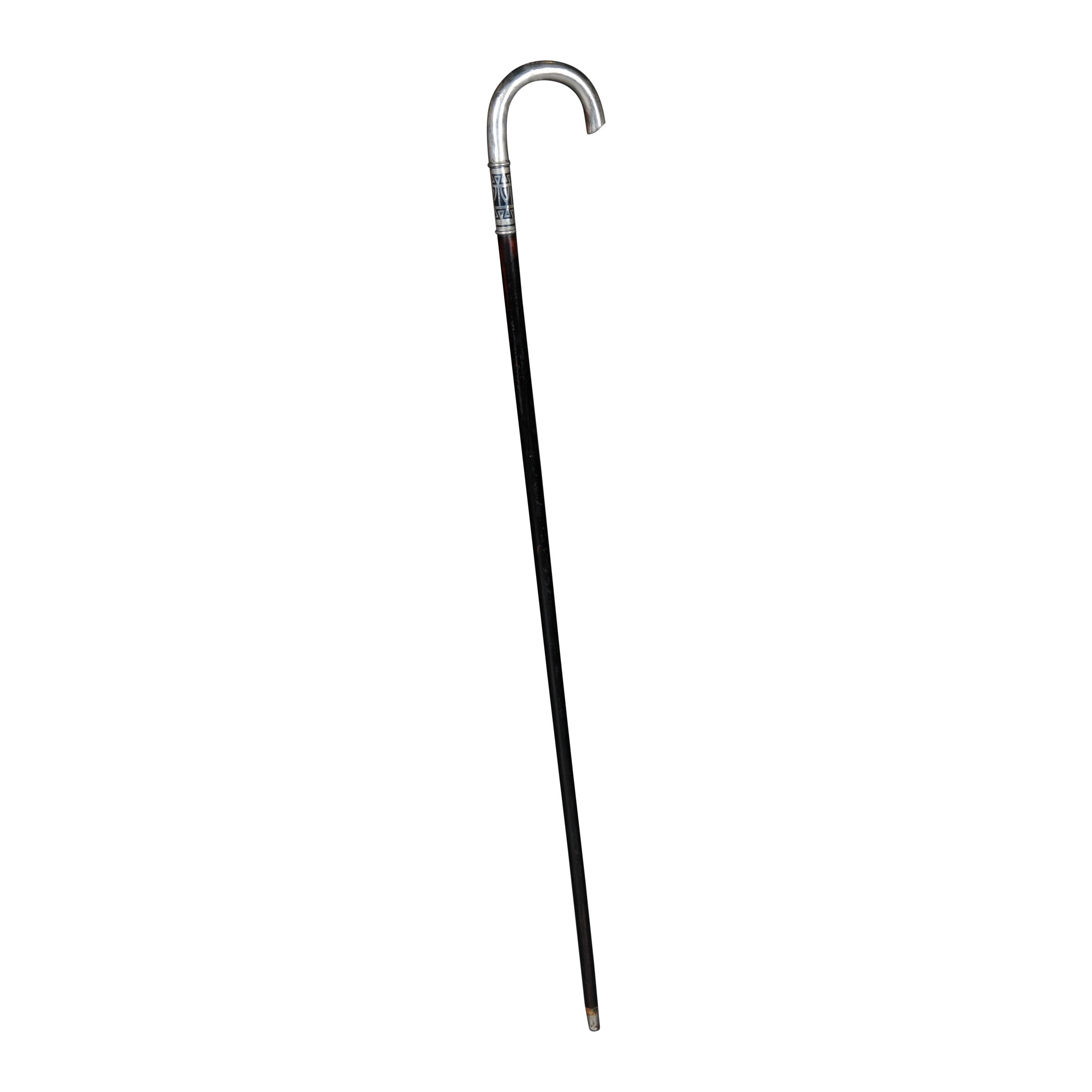 Antique Walking Stick / Strolling Stick, Silver Mount, 800 Silver For Sale