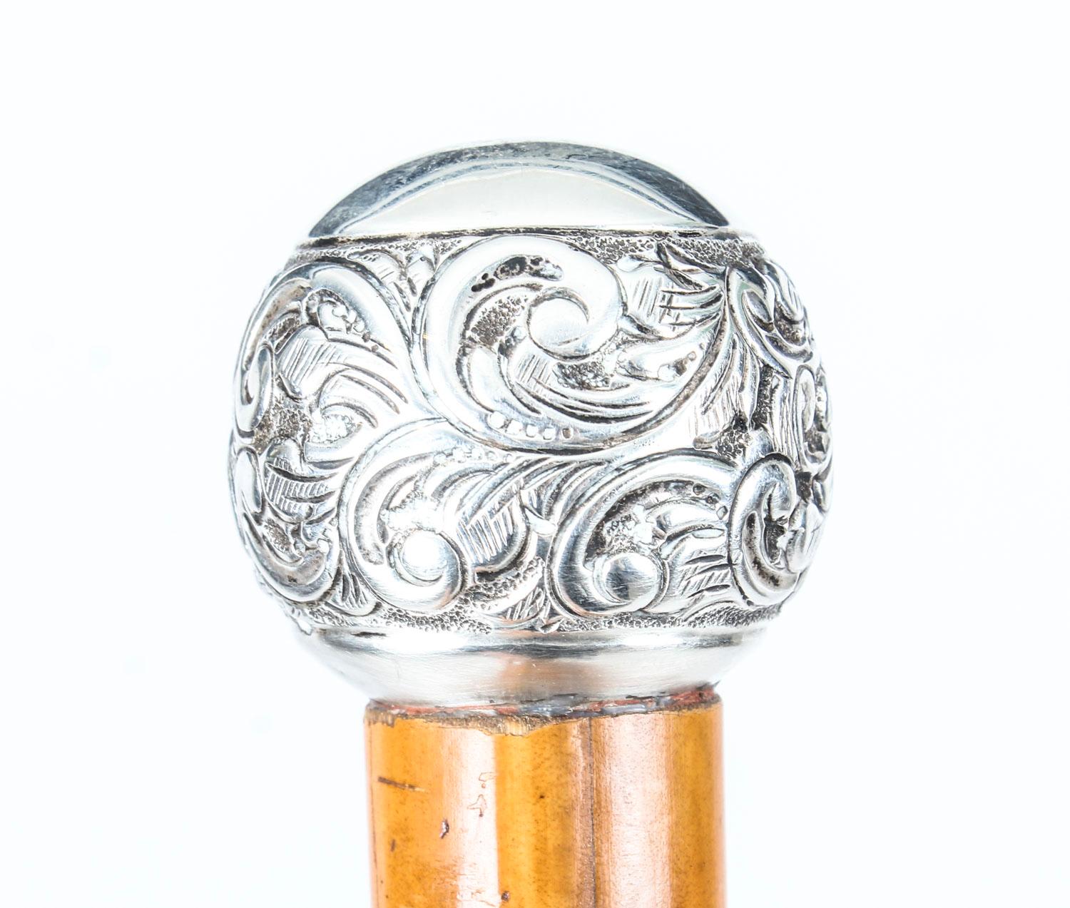Antique Walking Stick Sword Stick Cane Silver Pommel, 19th Century 8