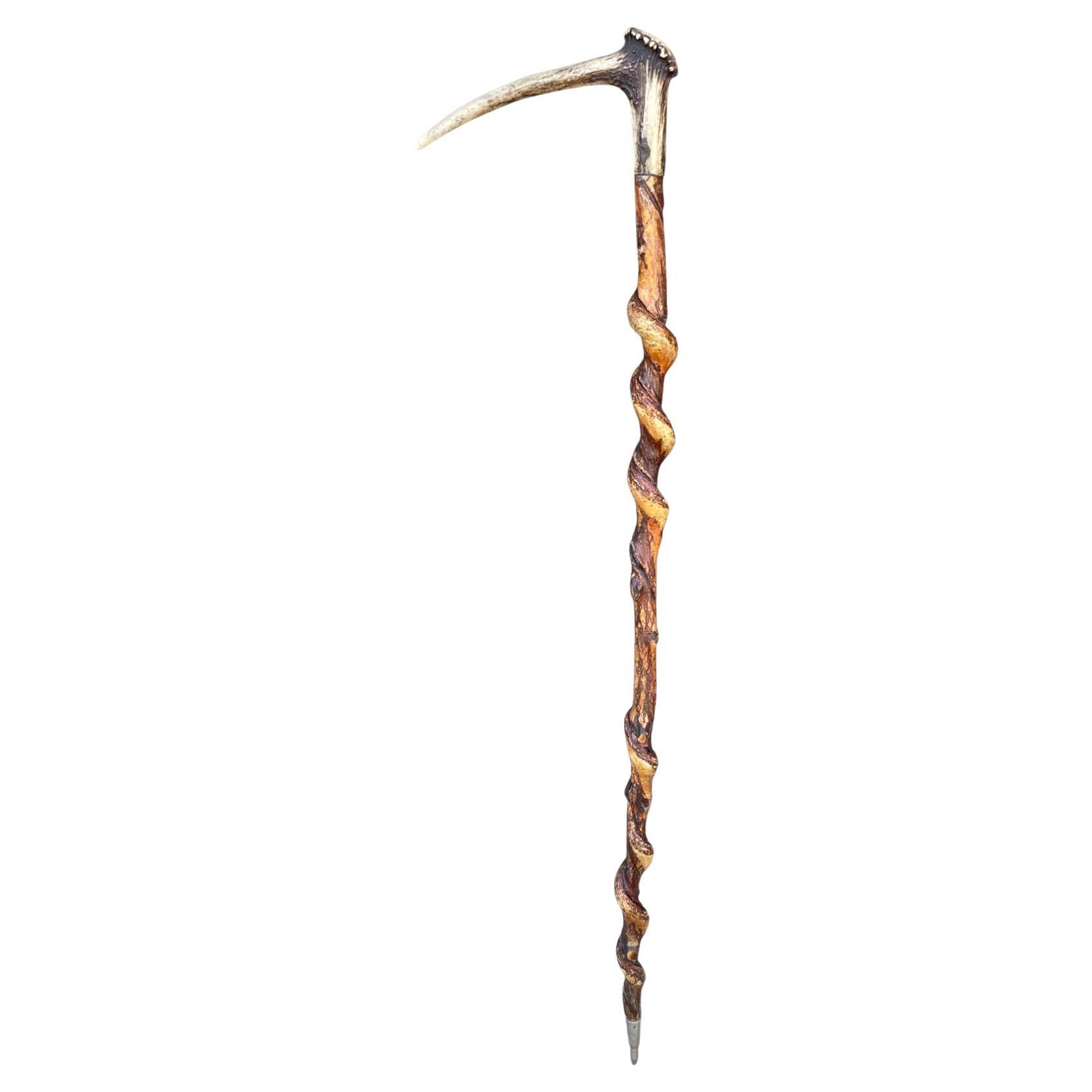 Antique Walking Stick with Roe Deer Horn
