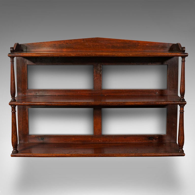 Antique Wall Bookshelf, English, 3-Tier Whatnot, Bookcase, Cabinet ...
