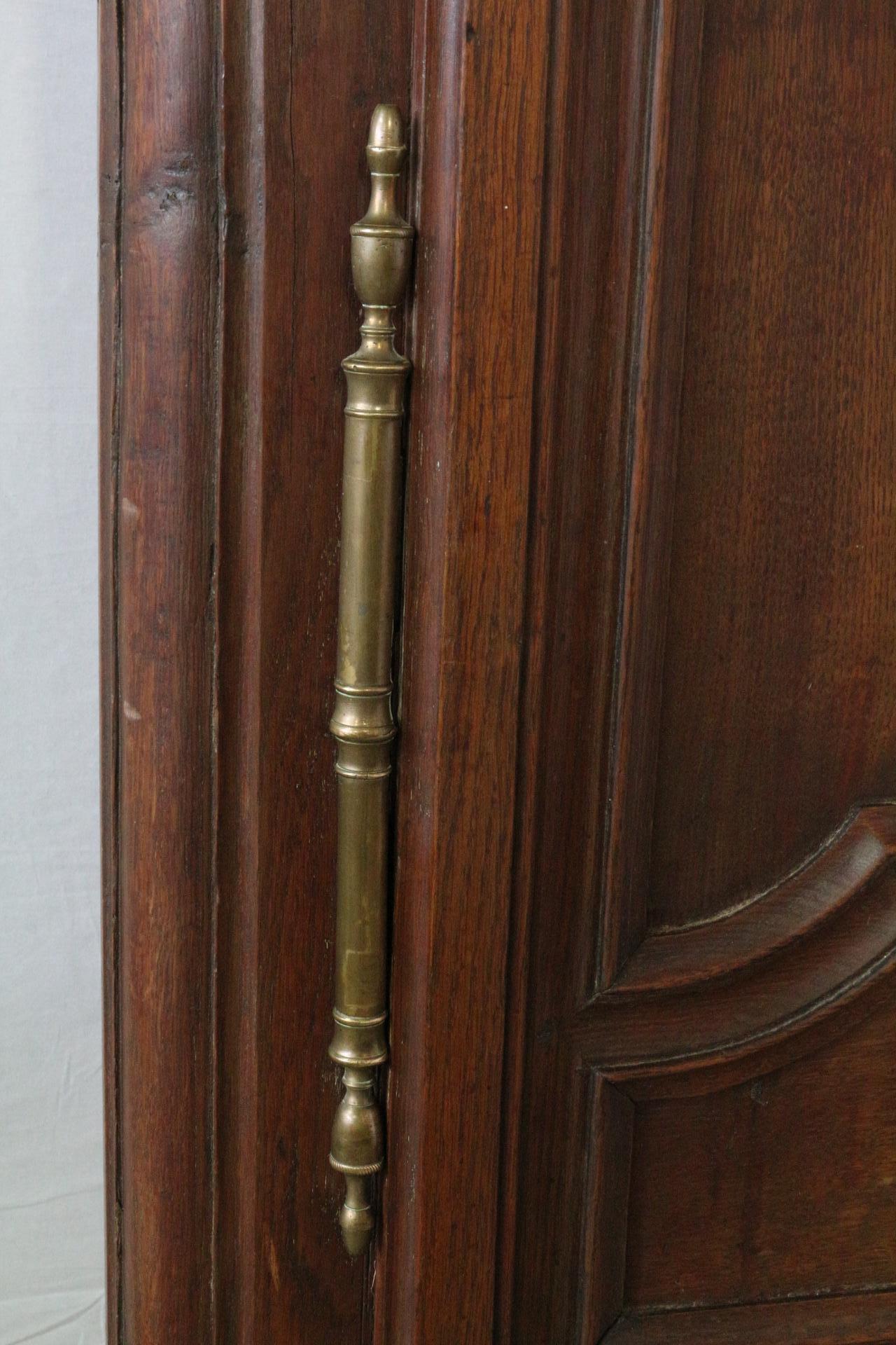 Antique Wall Cabinet Armoire 18th Century French Faux Front Wardrobe Carved Oak  In Good Condition In Labrit, Landes