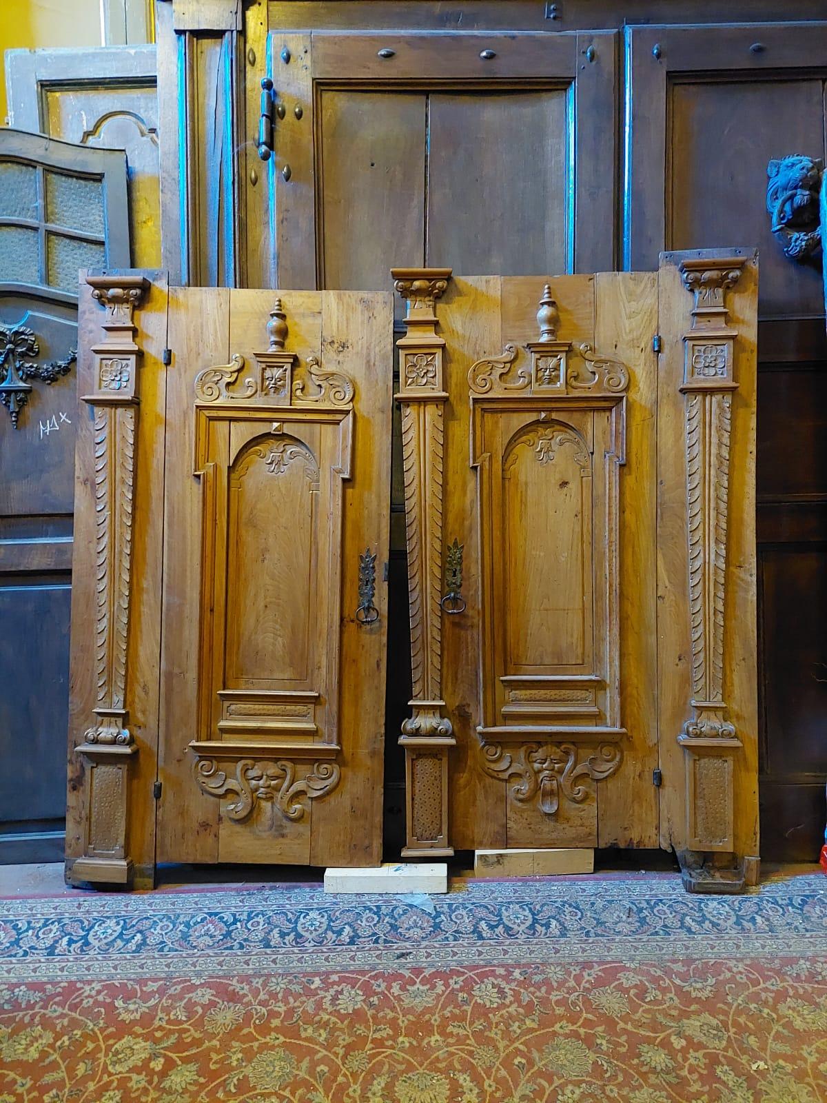 Antique Wall Cabinet, Cupboard, Richly Carved in Walnut, 18th Century, Italy For Sale 5