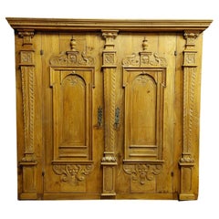 Antique Wall Cabinet, Cupboard, Richly Carved in Walnut, 18th Century, Italy