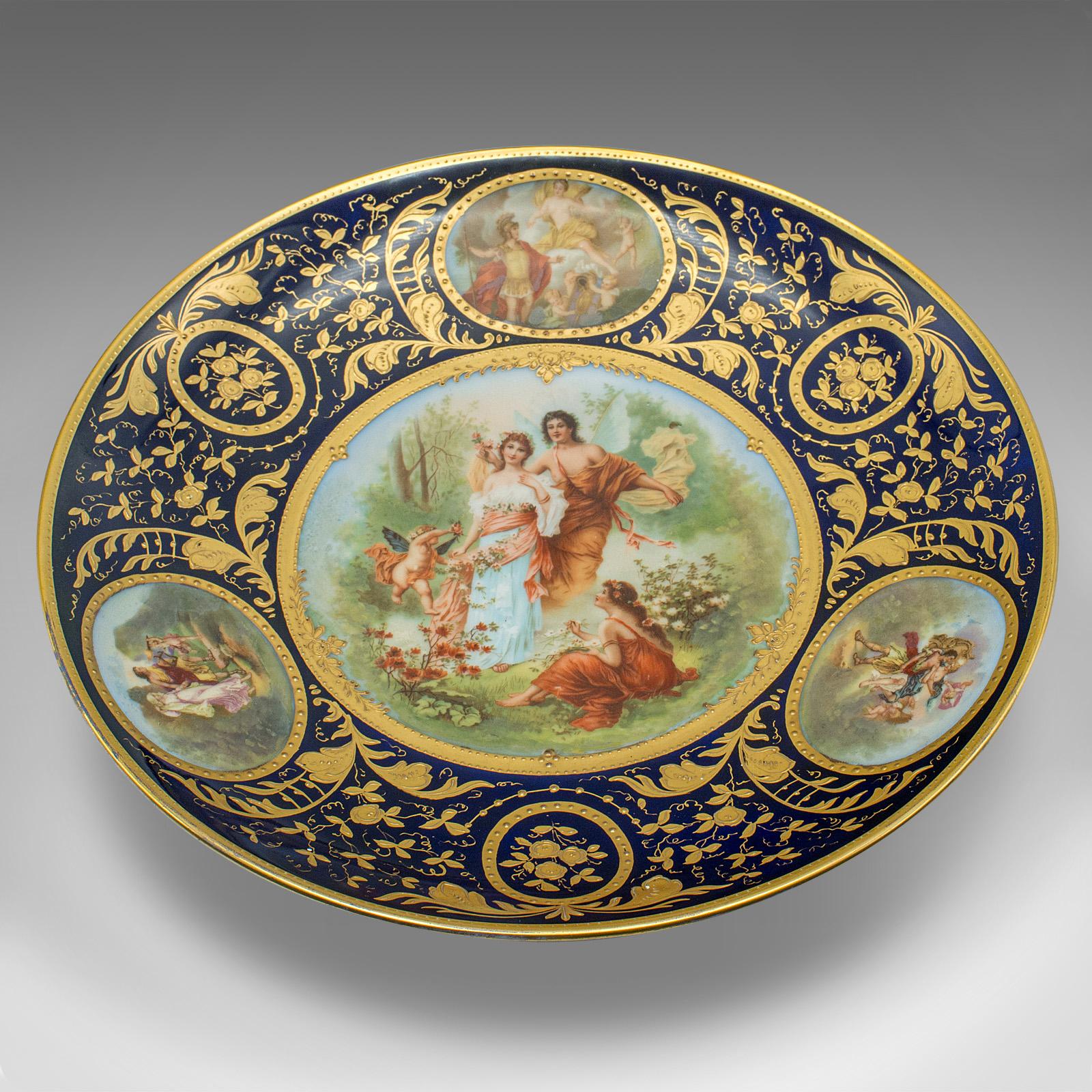 Antique Wall Charger, Austrian, Gilt Ceramic, Decorative Plate, Victorian, 1900 In Good Condition For Sale In Hele, Devon, GB
